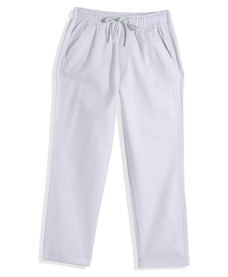 CAVIO Cotton Blend Woven Solid Pants - White-picture-28