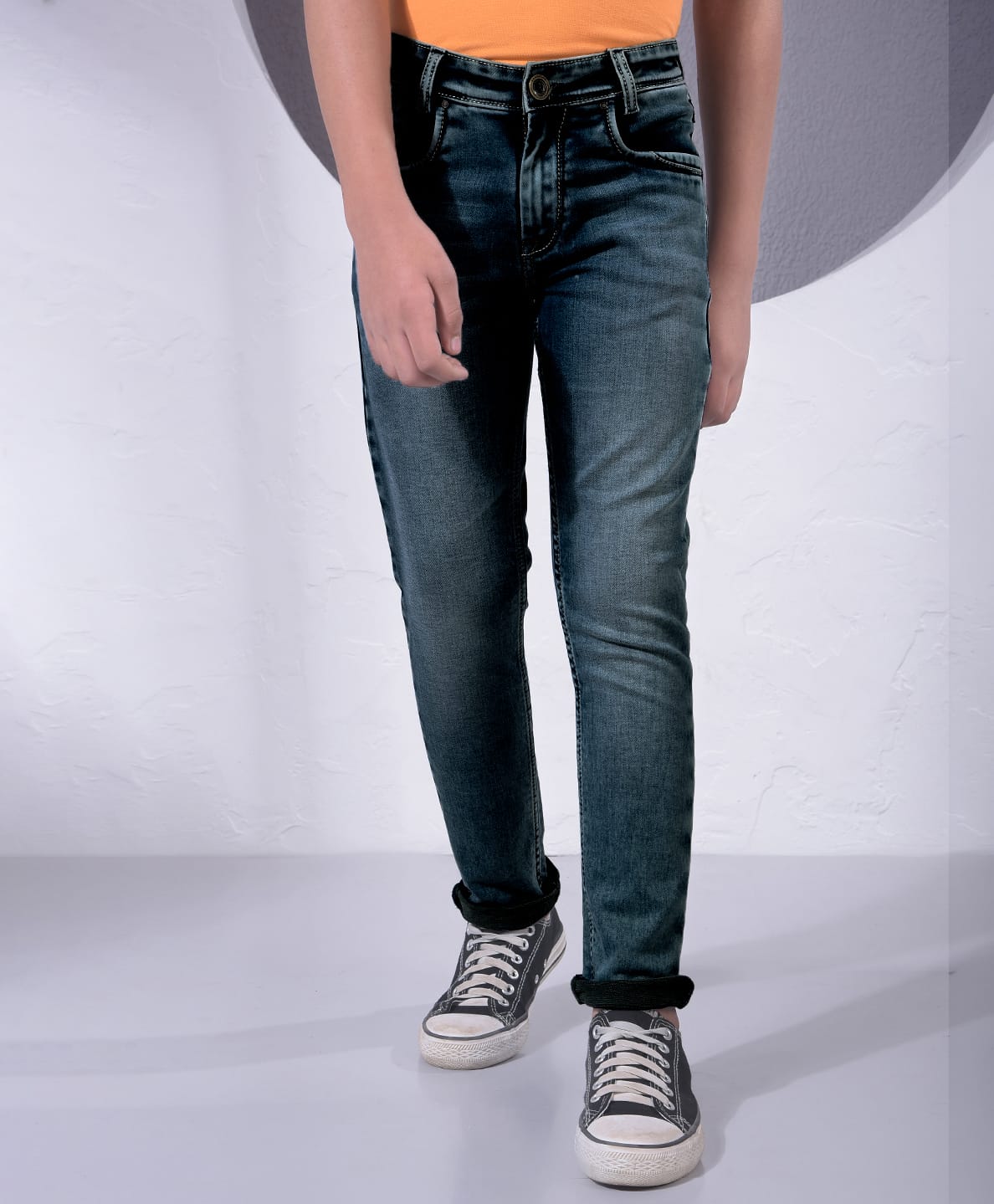 CRIMSOUNE CLUB Cotton Denim Mild Washed Jeans - Blue-picture-30