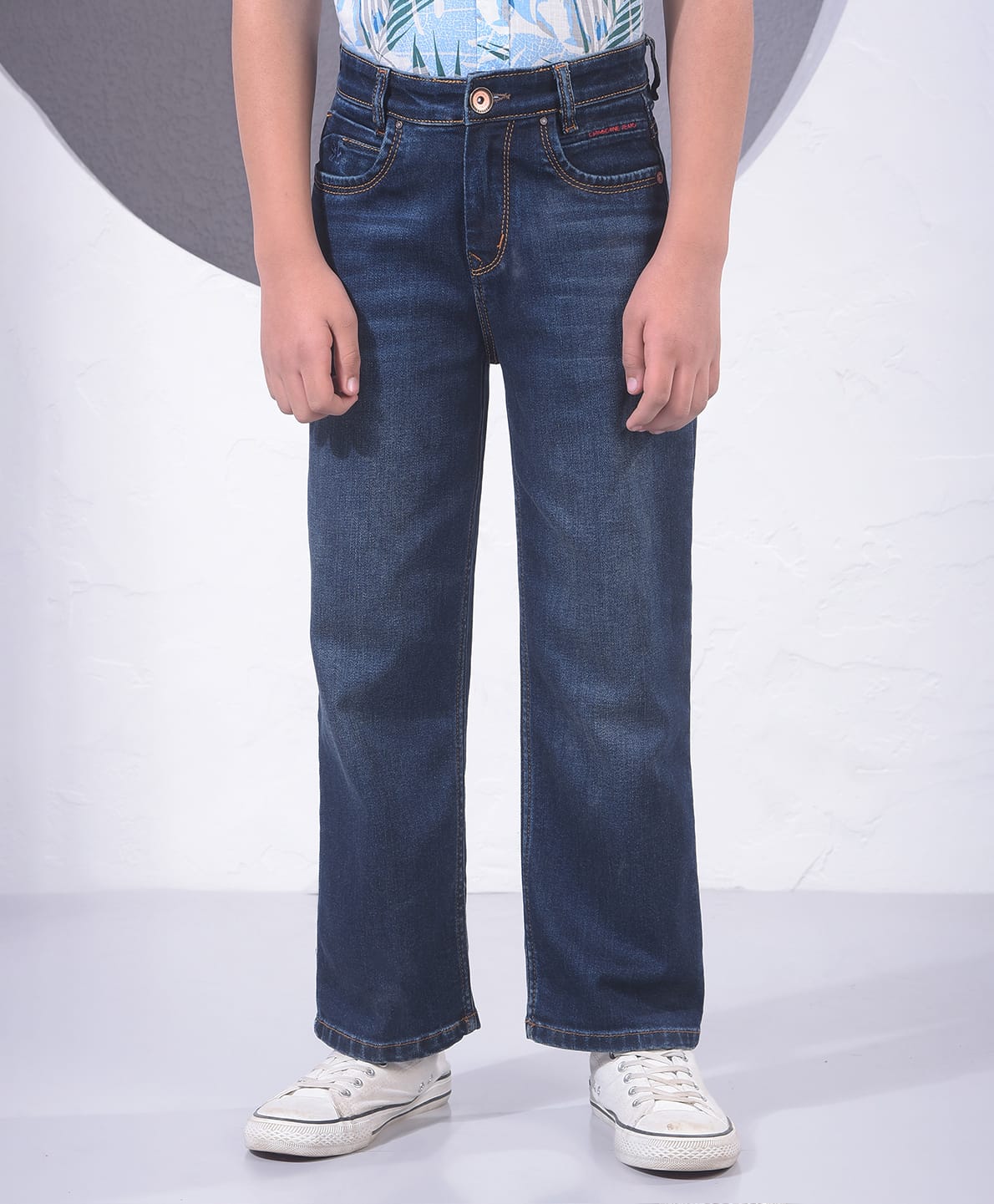 CRIMSOUNE CLUB Cotton Woven Solid Jeans - Blue-picture-21