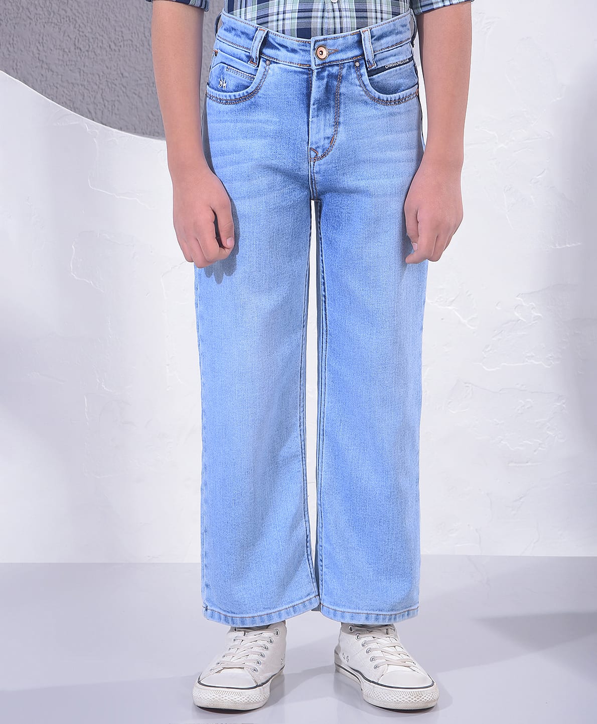 CRIMSOUNE CLUB Cotton Denim Solid Jeans - Blue-picture-11