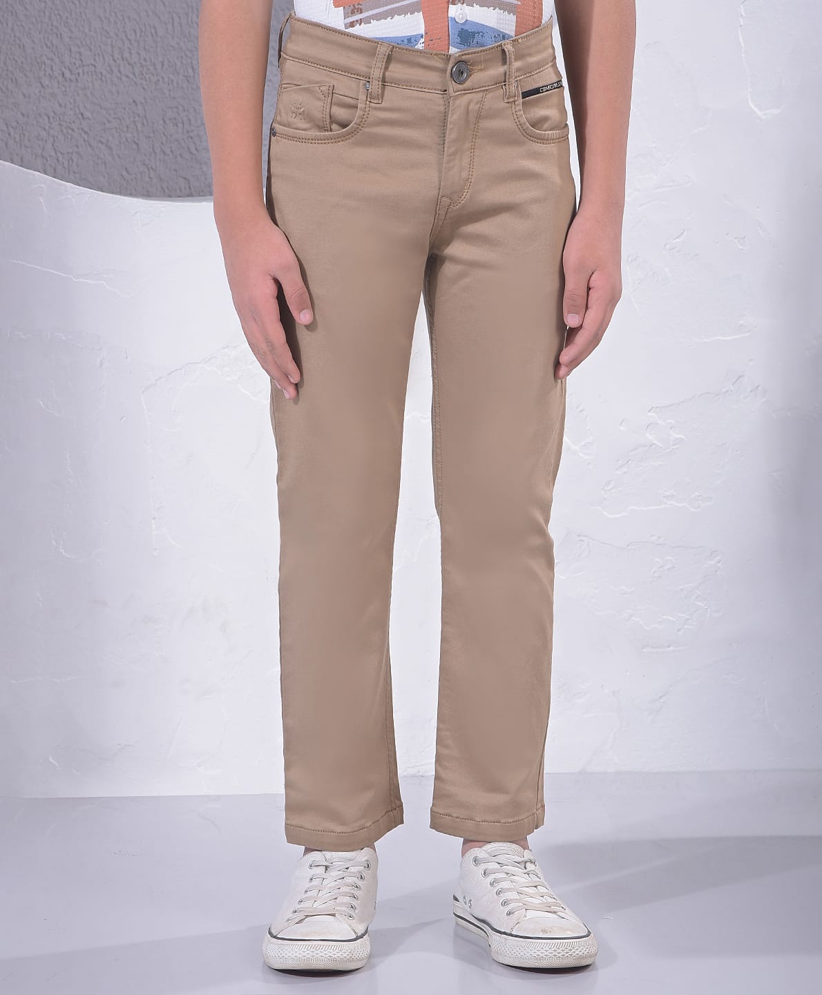 CRIMSOUNE CLUB Cotton Denim Solid Jeans - Khaki-picture-43