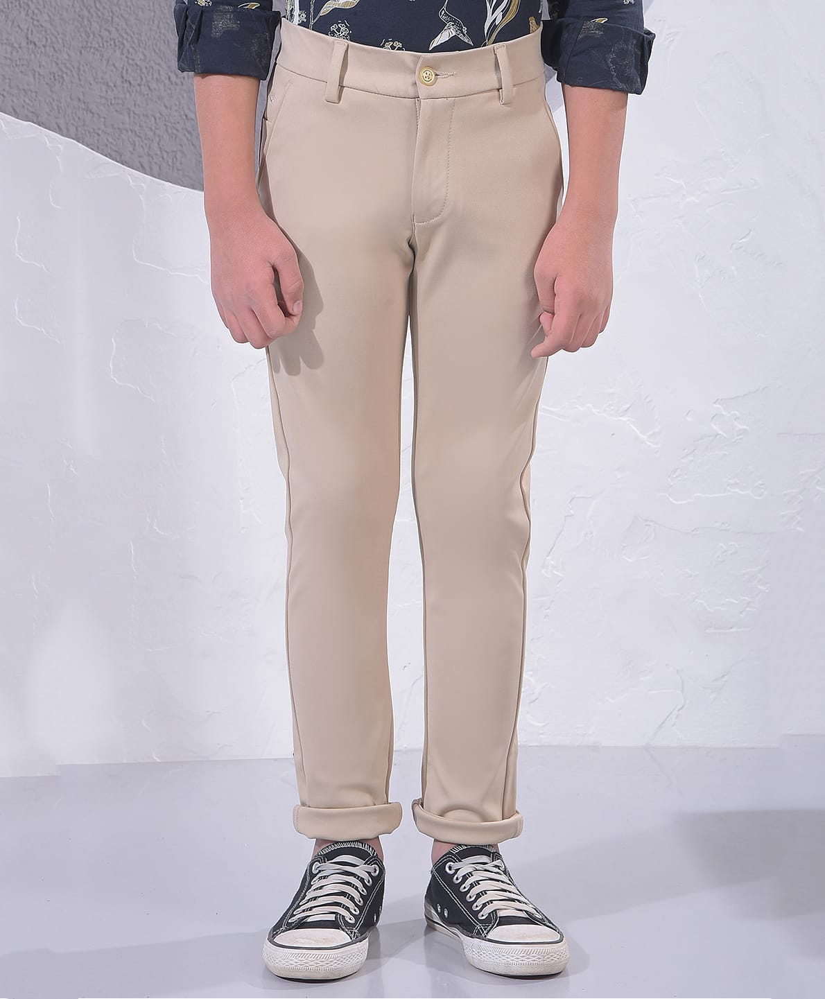 CRIMSOUNE CLUB Knit Solid Trousers - Beige-picture-11