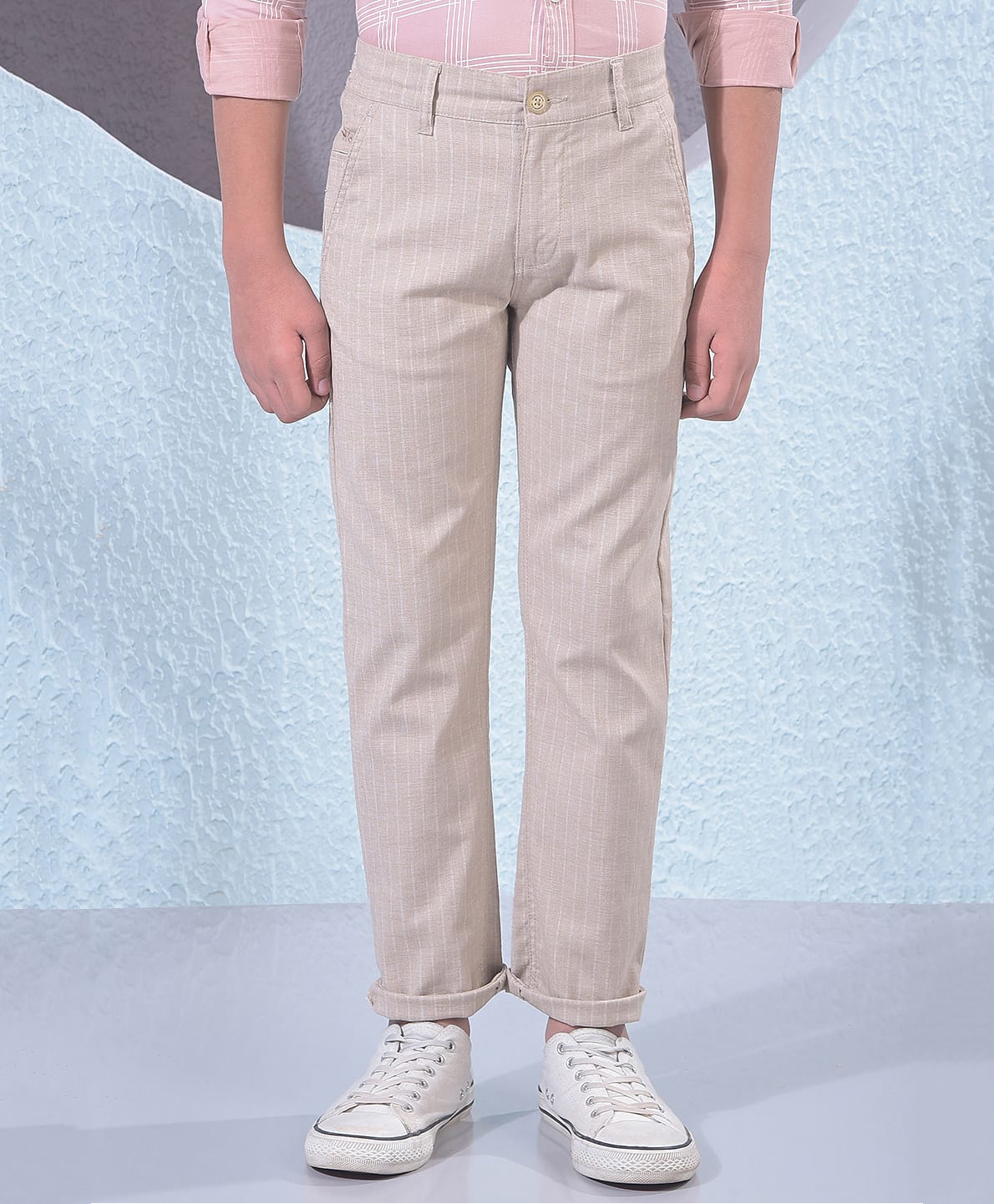 CRIMSOUNE CLUB Knit Solid Trousers - Beige-picture-13