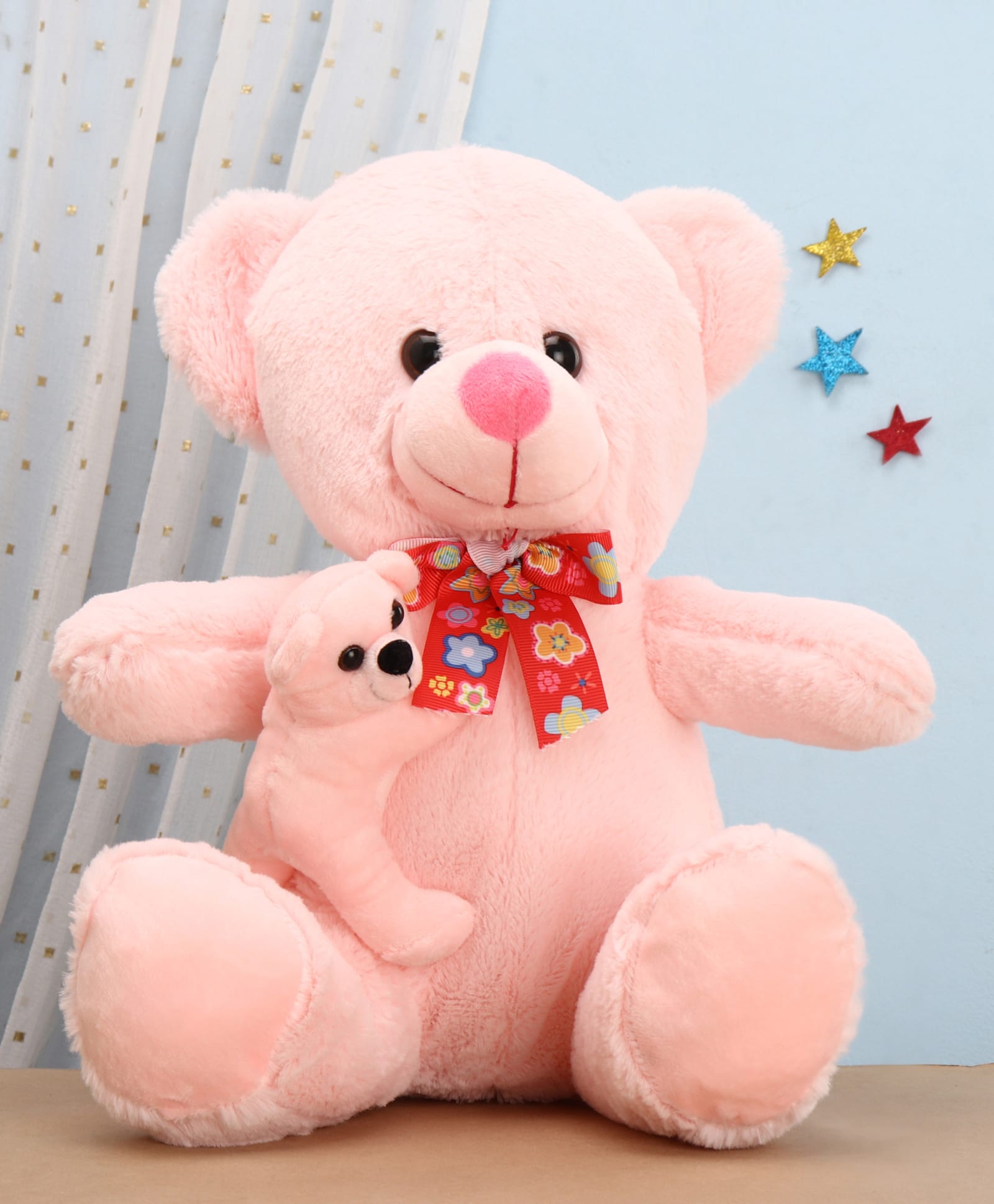 FUNZOO 30 cm Cuddling Mom Teddy Bear Soft Plush Stuffed Toy - Pink-picture-13