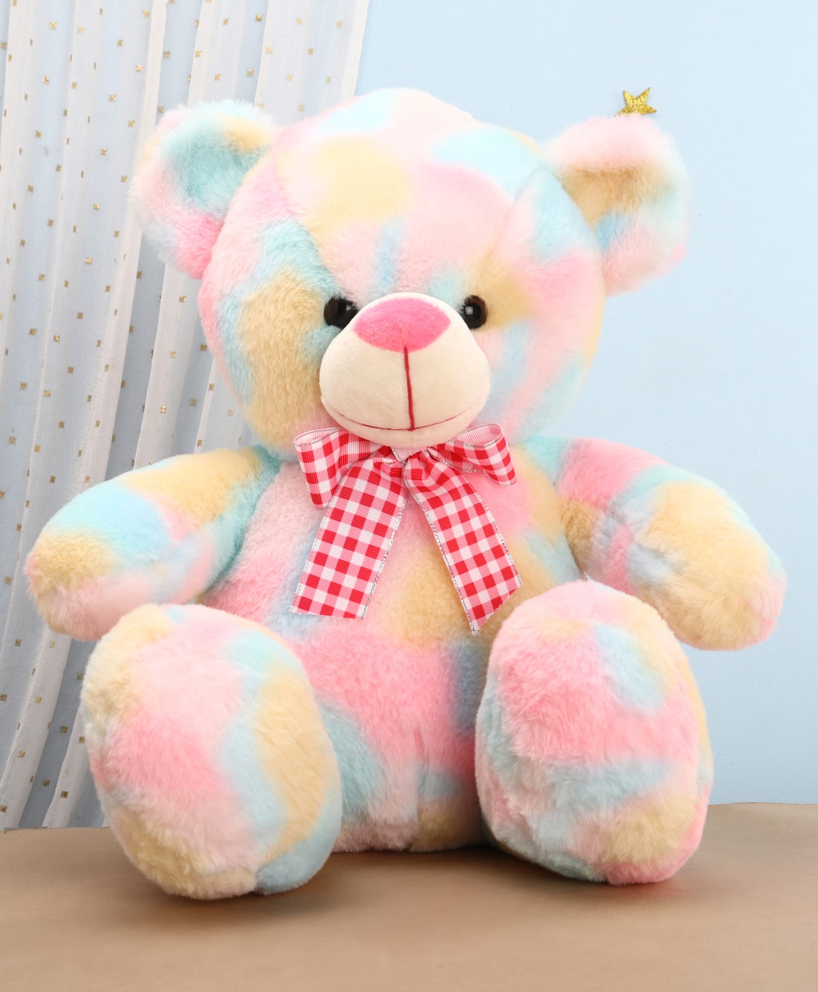 FUNZOO 40 cm Happy Teddy Bear With A Bow Soft Plush Stuffed Toy - Multicolor-image-41