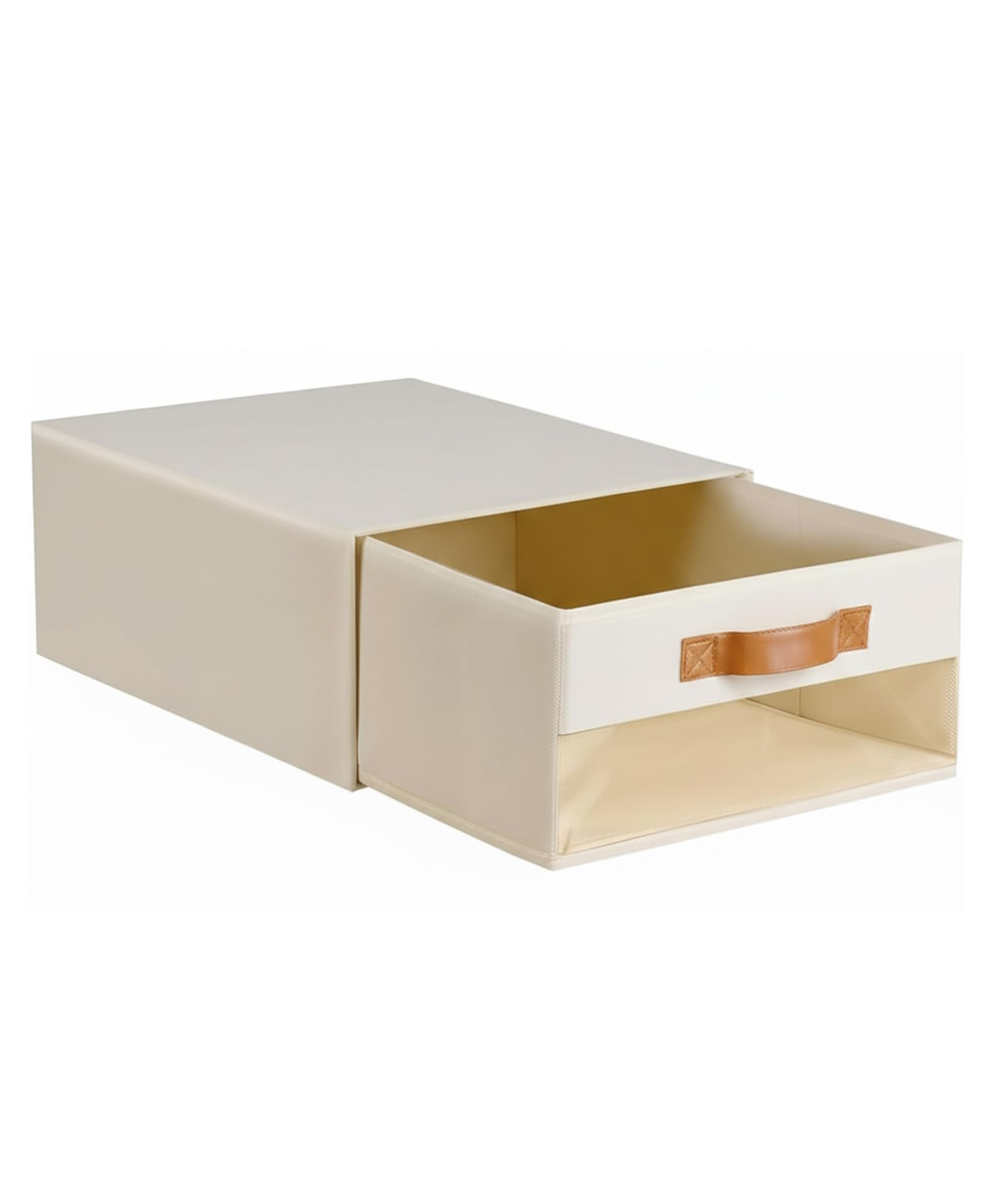 House of Quirk Foldable Closet Storage Bin with Clear Window & Handles Fabric Organizer for Clothes Toys & Towels - Beige-image-46