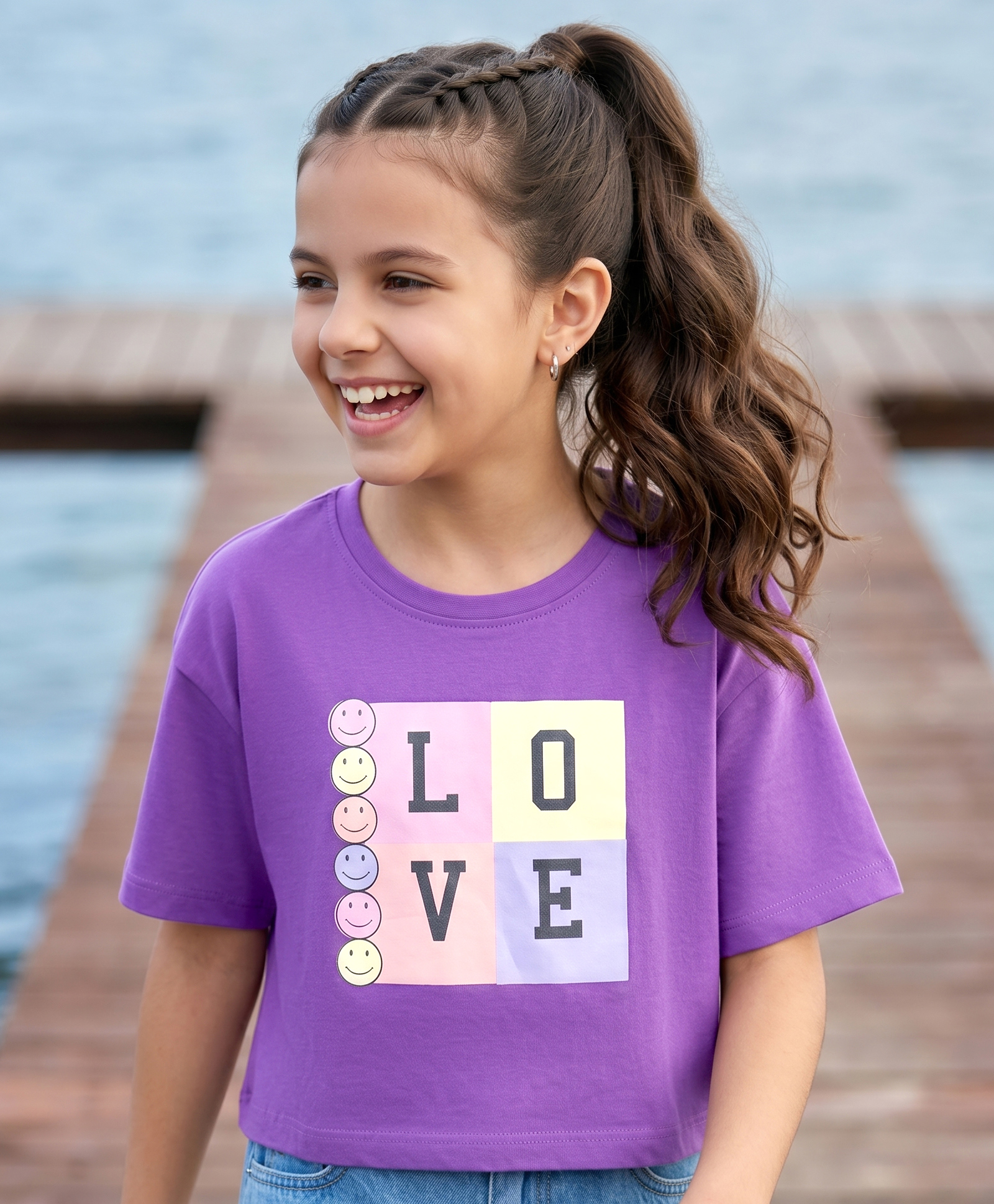 Pine Kids Cotton Knit T-Shirts with Graphic Print Purple 6-7 Years-image-37
