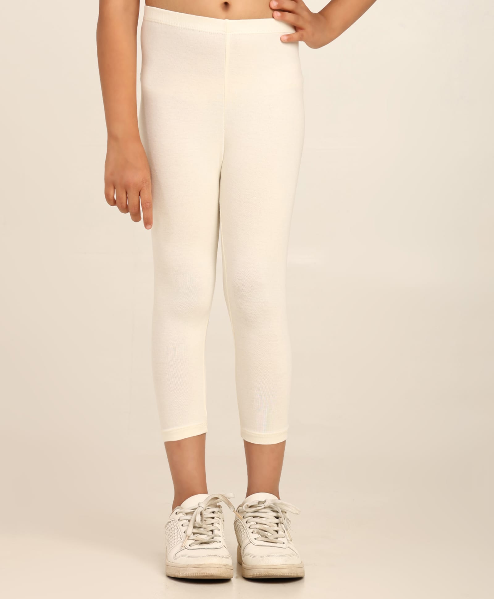 Robinbosky Cotton Elastane Knit Solid Leggings - Cream-picture-15
