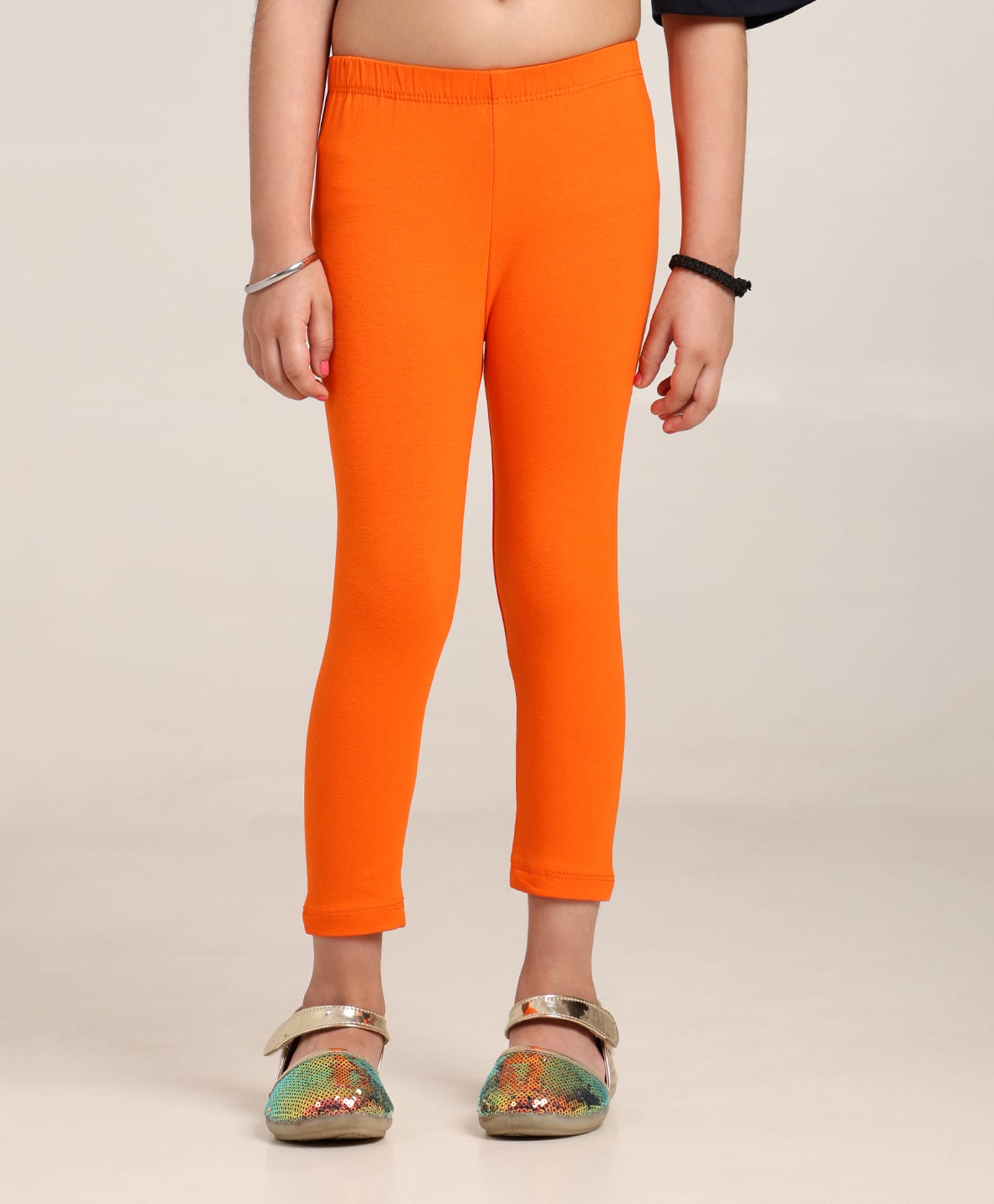 Robinbosky Cotton Elastane Knit Solid Leggings - Orange-picture-21