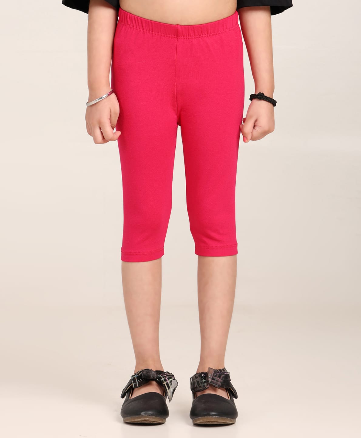 Robinbosky Cotton Elastane Knit Solid Capri Leggings - Neon Pink-picture-25