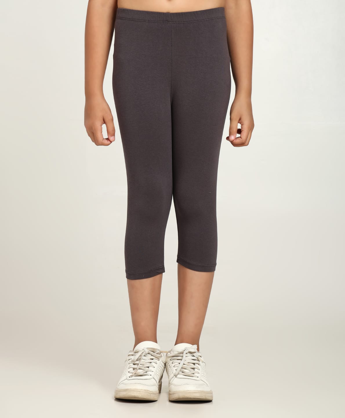 Robinbosky Cotton Elastane Knit Solid Capri Leggings - Steel Grey-picture-37