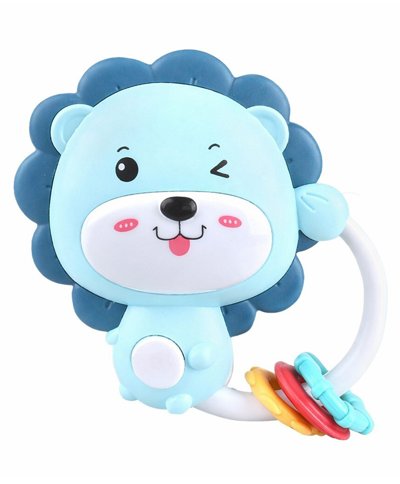 Comercio Cute Wink-A-Lion Rattle, Baby Rattle With Soft Teething Rings - Multicolor-picture-24