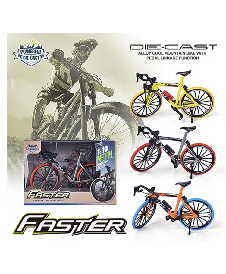 Comercio Premium 1:10 Scale Die-Cast Bicycle Toy With Realistic Design, Movable Pedals and Sturdy Metal Construction - Multicolor-picture-18