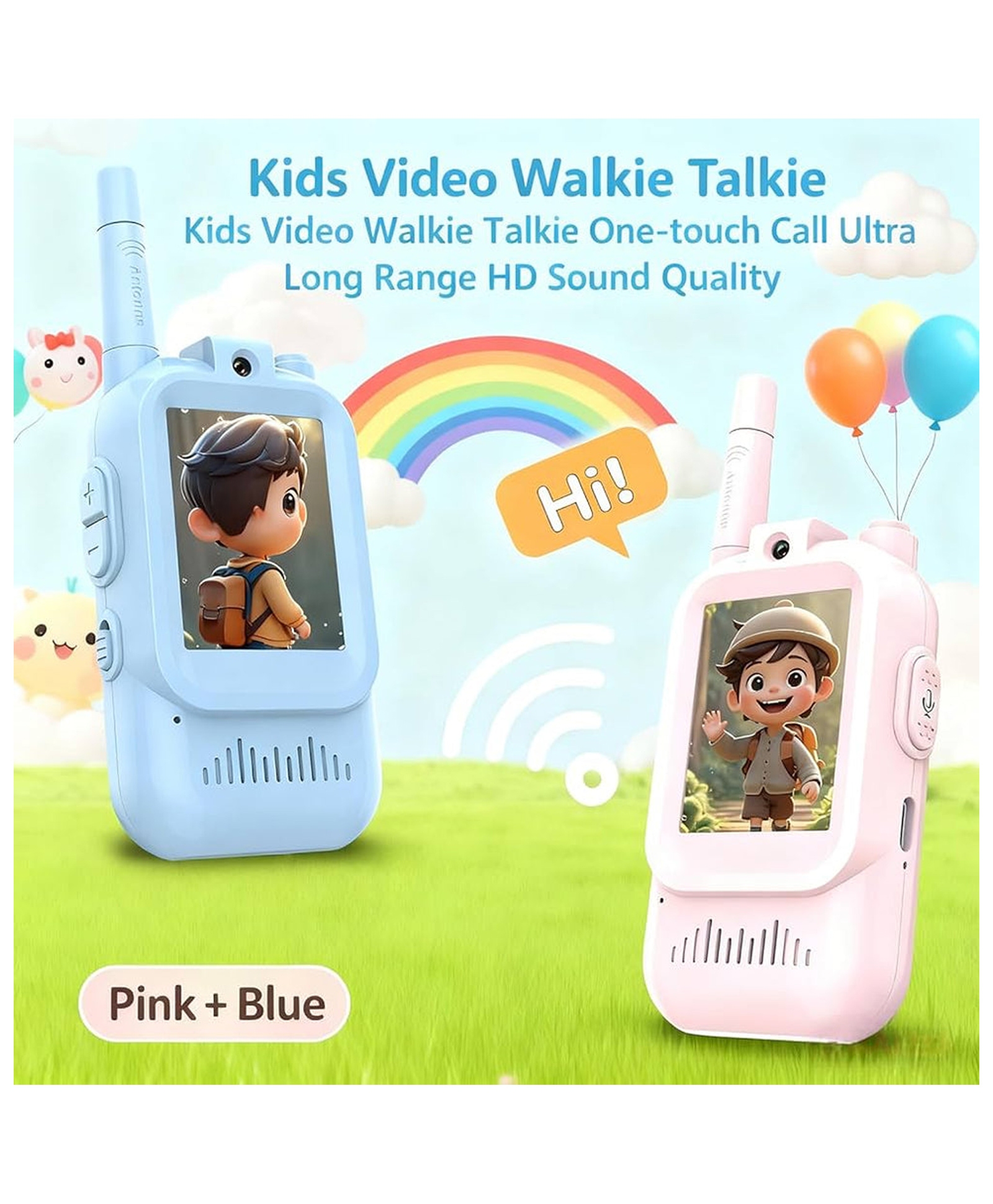 Azhari new walkie talkie with real camera and video calling - send messages and photos live without wifi and simcard for Kids Color May Vary-picture-16