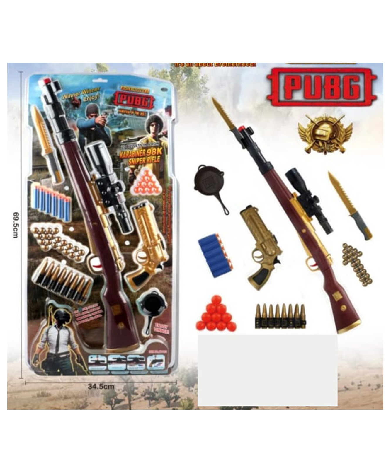 Azhari PubG Theme Gun Toys Set with Assault Rifle, Toy Knife, Water and Soft Foam Bullets and Combat Cards Target Shooting Role Play Game for Kids-image-26