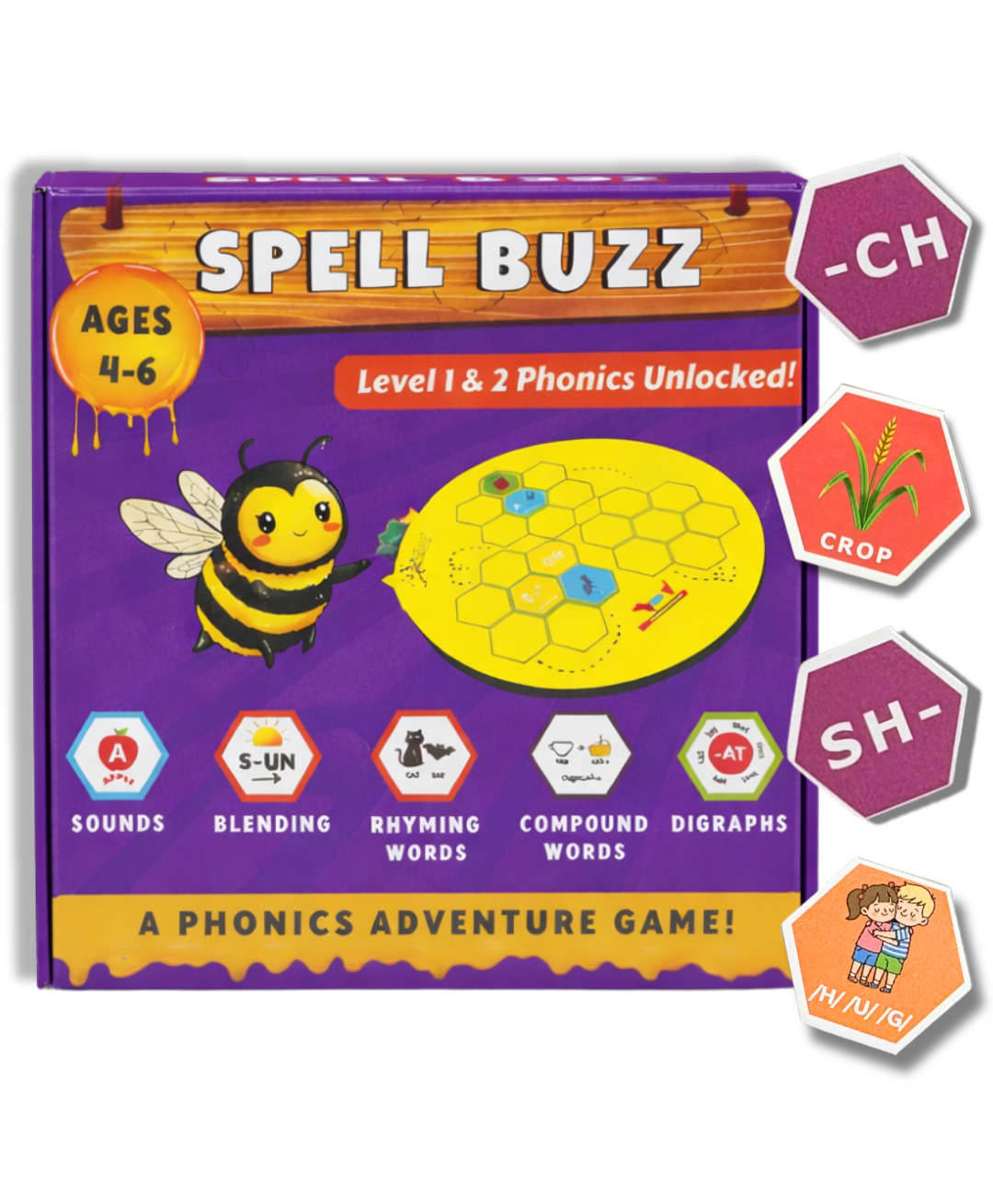 CocoMoco Kids Spelling Games for Kids, Word Spelling & Phonics Board Game for 46 Year Olds, 135 Word Tokens, Spelling Bee Brain Game, Educational Learning Toy, Birthday Return Gift for Kids-picture-23