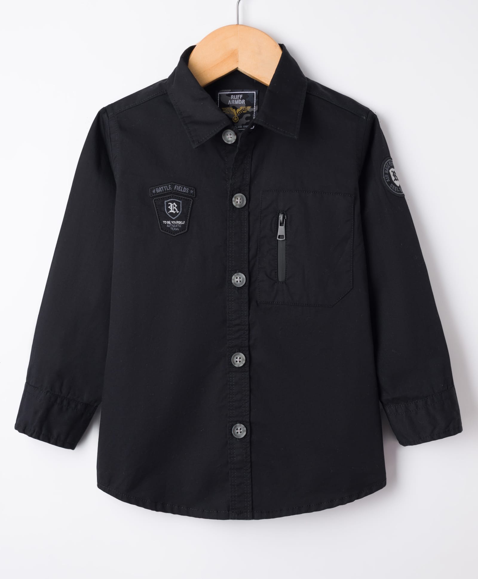 Ruff Twill Woven Full Sleeves Printed Shirt - Black-picture-27