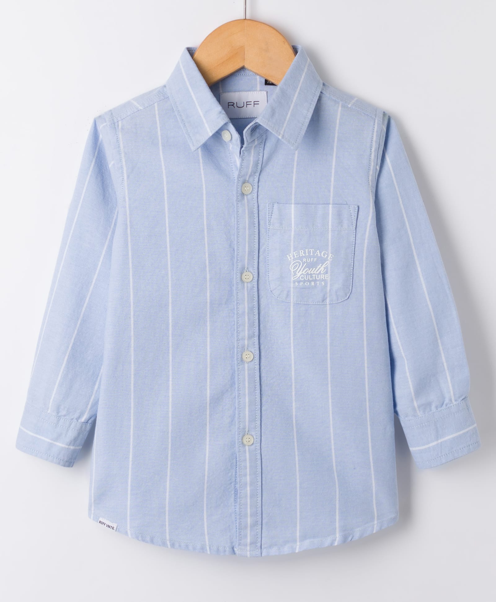Ruff Oxford Woven Full Sleeves Striped Shirt - Light Blue-image-2
