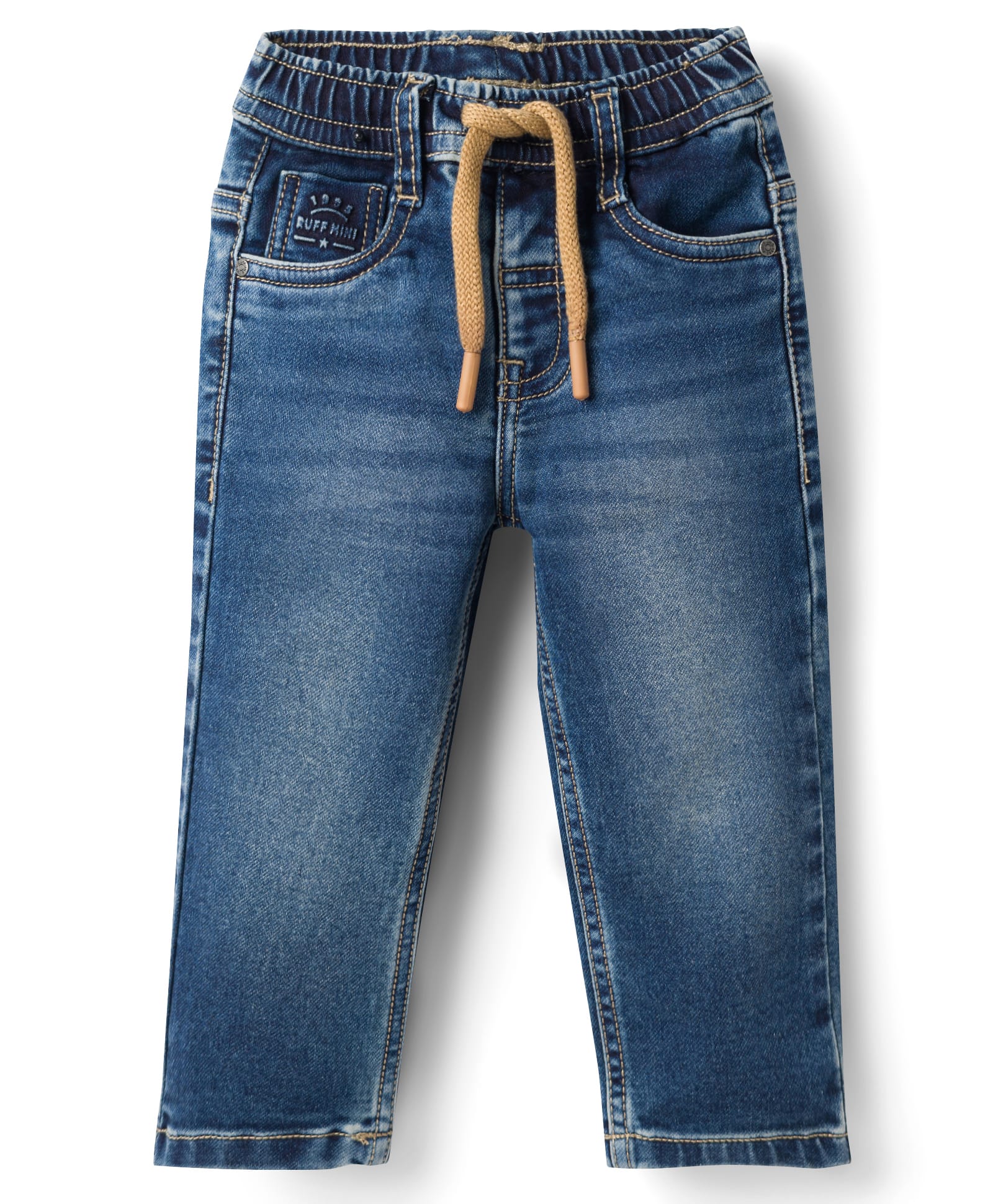 Ruff Twill Full Length Washed Denim Jeans - Navy Blue-image-17