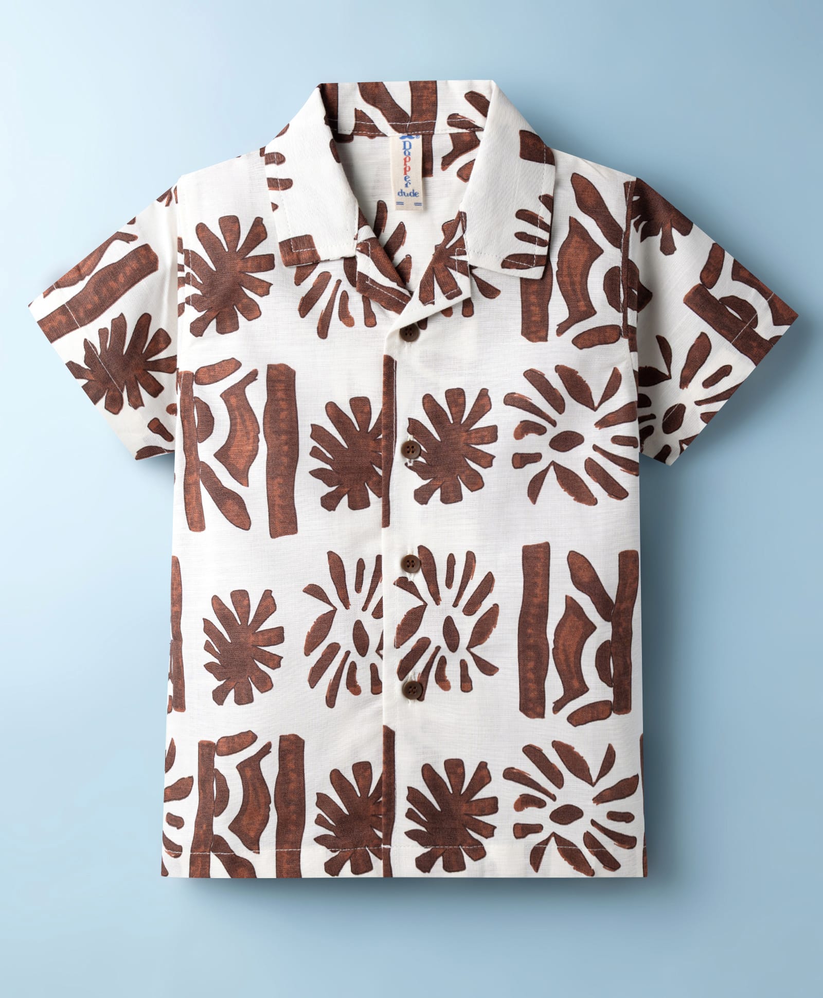 Dapper Dudes Woven Half Sleeves Printed Shirt Brown-image-48