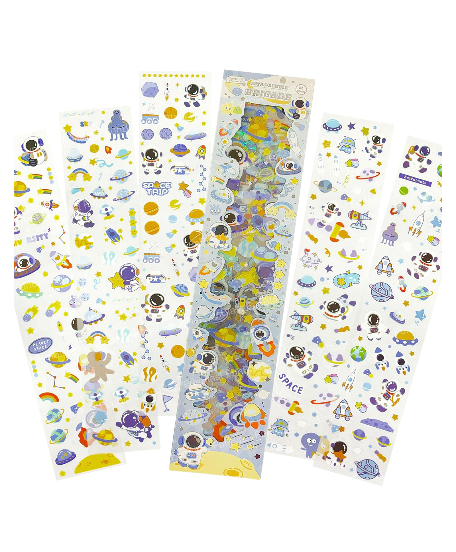 FunBlast Astronaut Theme Self-Adhesive Mini Stickers for Decoration 20 Sheets, 1000+ Stickers - Multicolor-image-11