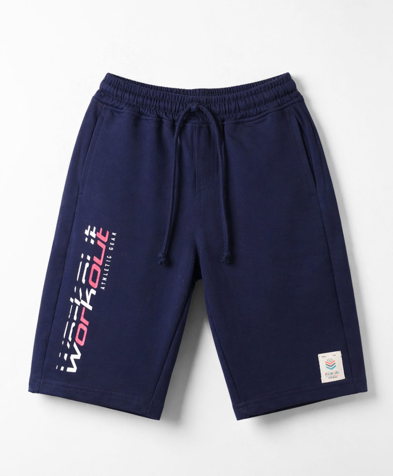 Olio Kids Cotton Knit Above Knee Length Text Printed Shorts- Charcoal Grey-picture-24