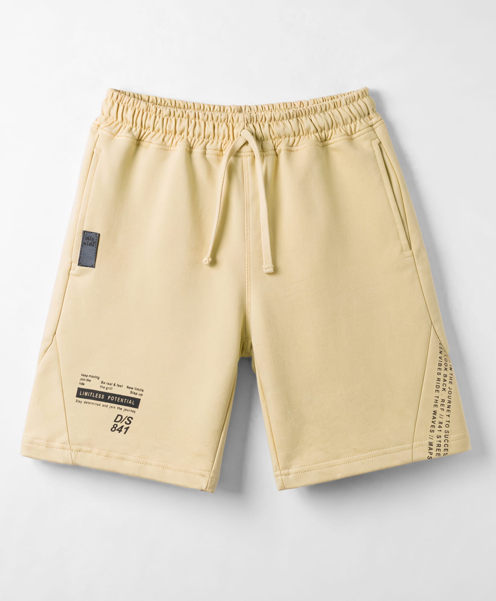 Olio Kids Cotton Knit Above Knee Length Text Printed Cut N Sew Shorts - Khaki-picture-21