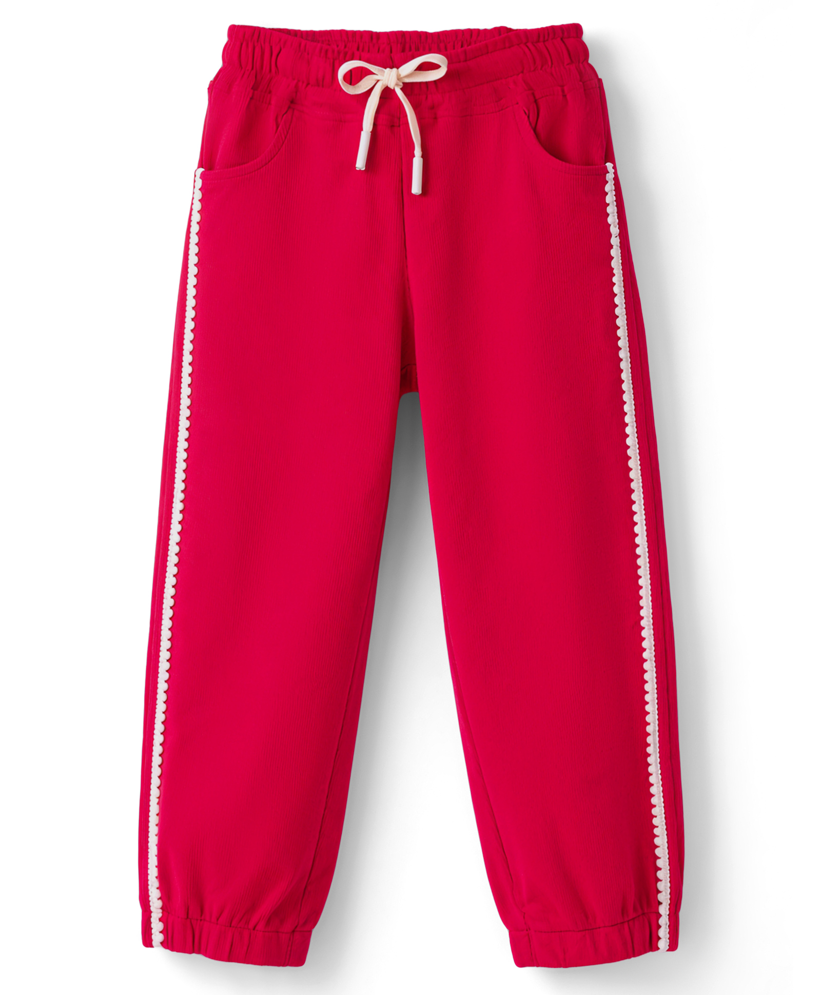 Olio Kids Knitted Full Length Lounge Pant With Lace Detailing - Red-picture-3