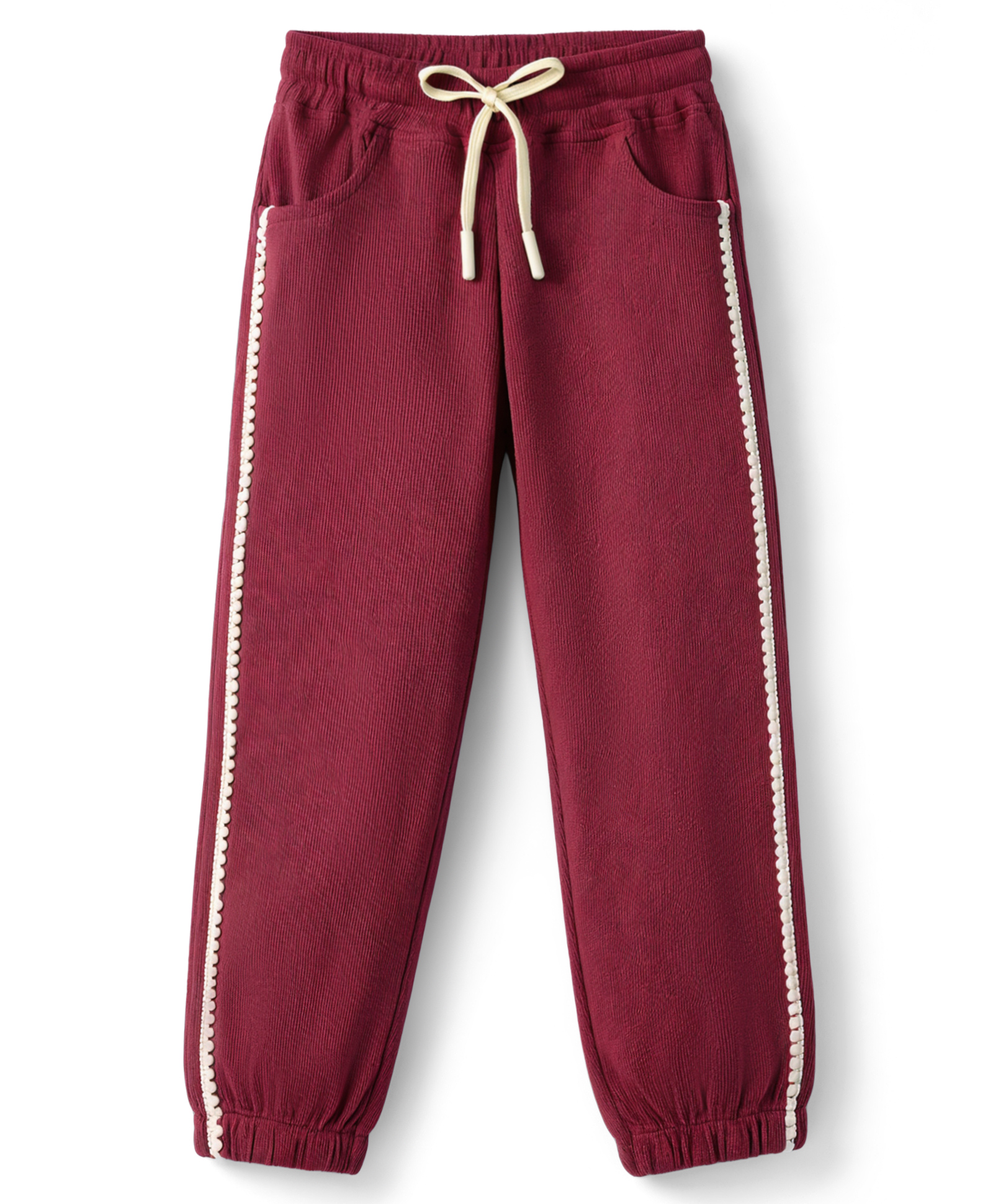 Olio Kids Knitted Full Length Lounge Pants With Lace Detailing - Fuchsia-picture-9
