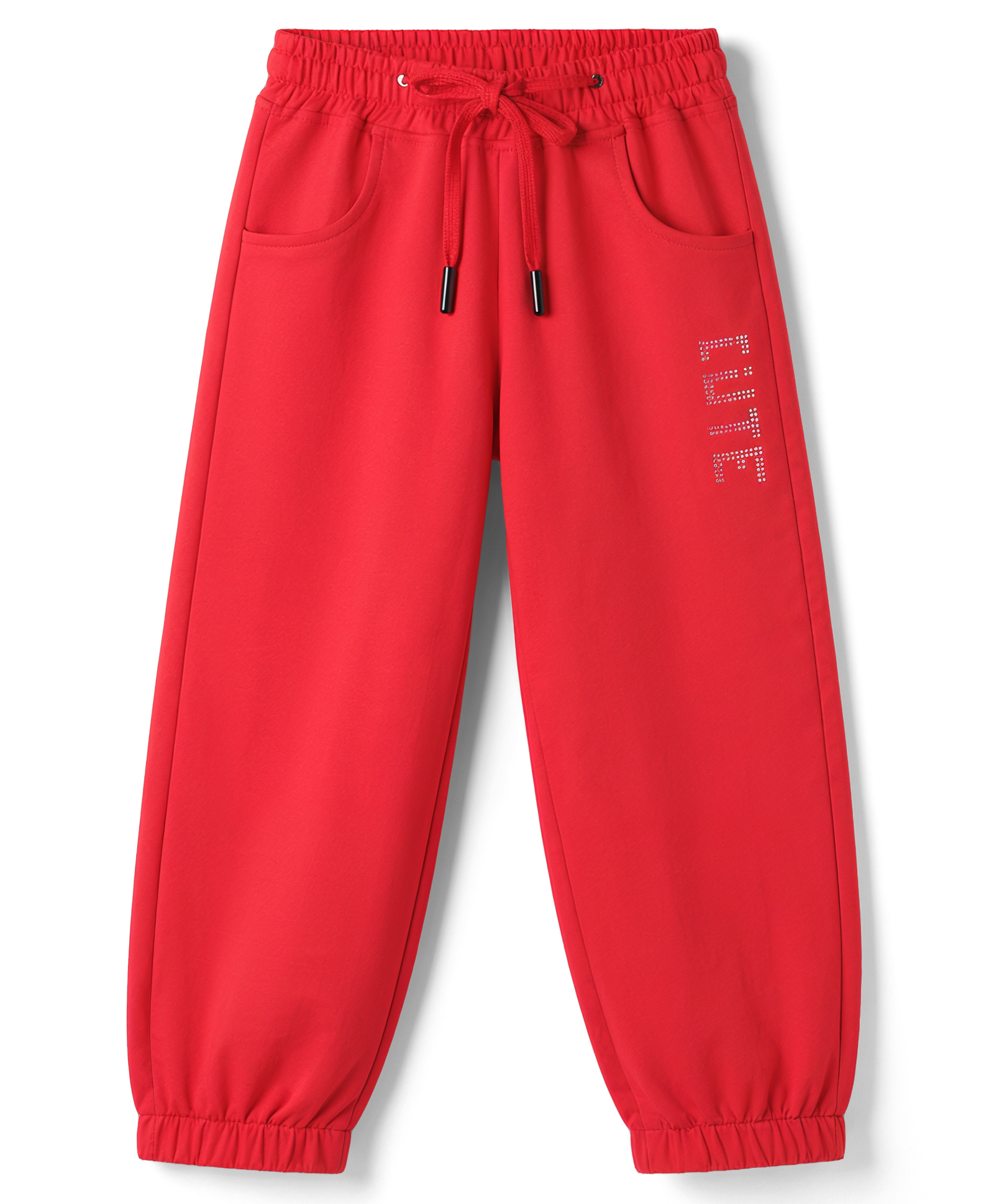 Olio Kids Knitted Full Length Lounge Pant With Embellishment - Red-picture-17