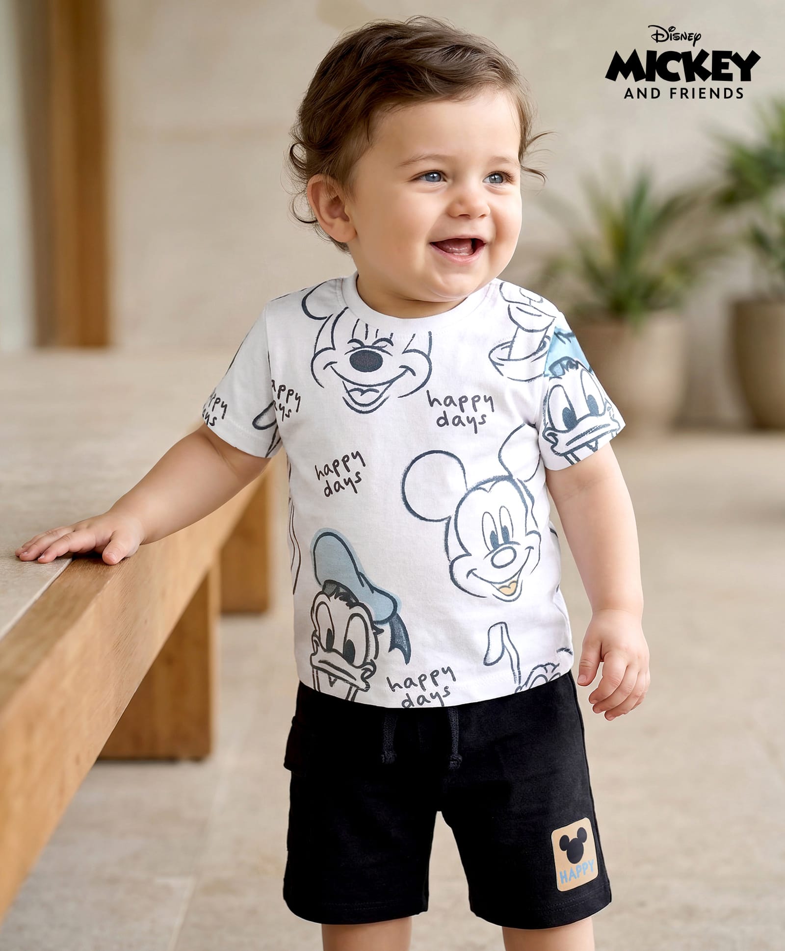 Babyoye Disney Single Jersey Knit Half Sleeves T-Shirt & Shorts Set With Mickey Mouse & Friends Graphics - Multicolor-picture-29