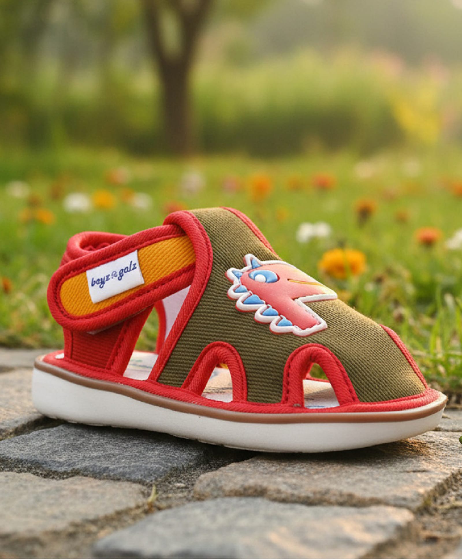 boyz n galz Dinosaur Applique Detailed Velcro Closure Musical Sandals - Red-picture-23