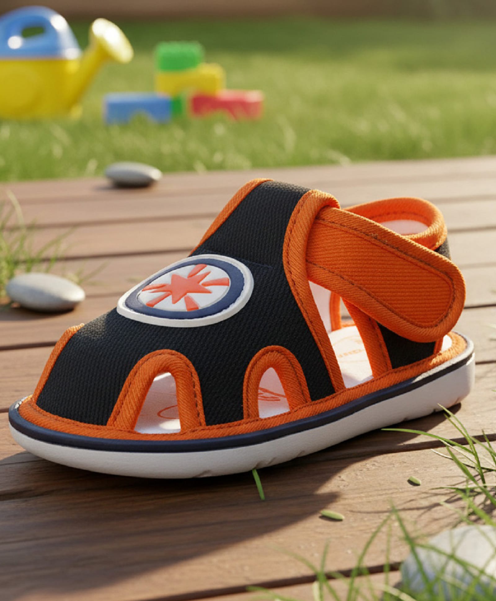 boyz n galz Star Applique Detailed Velcro Closure Musical Sandals - Black-image-45