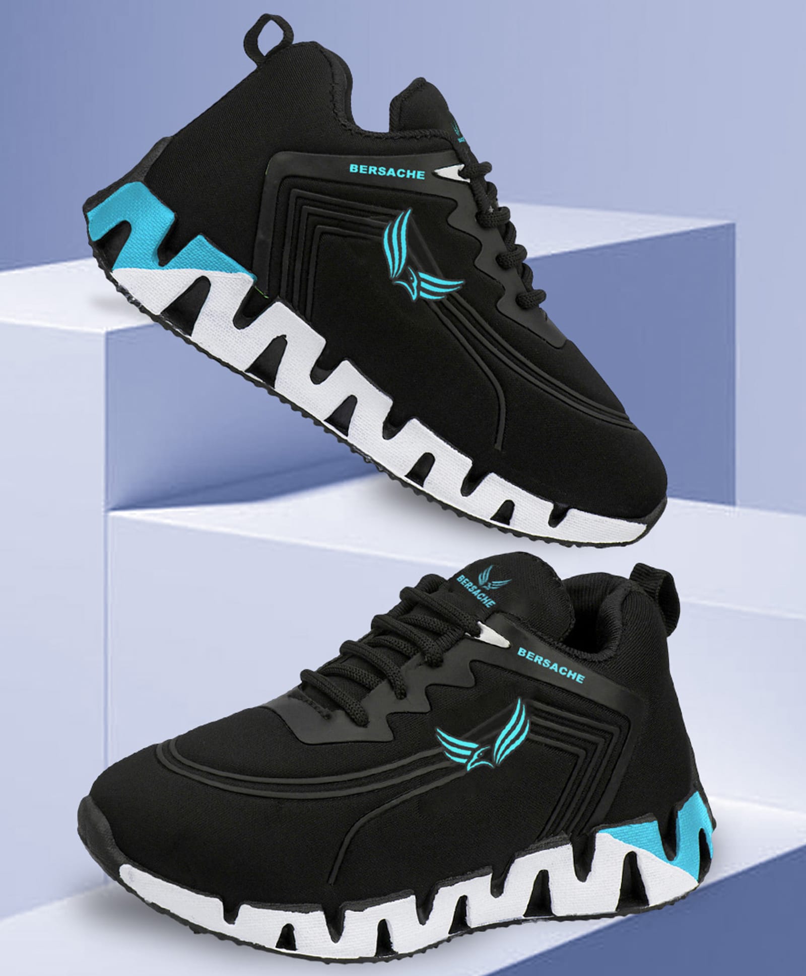BERSACHE Colour Blocked Lace Up Shoes - Black-picture-16