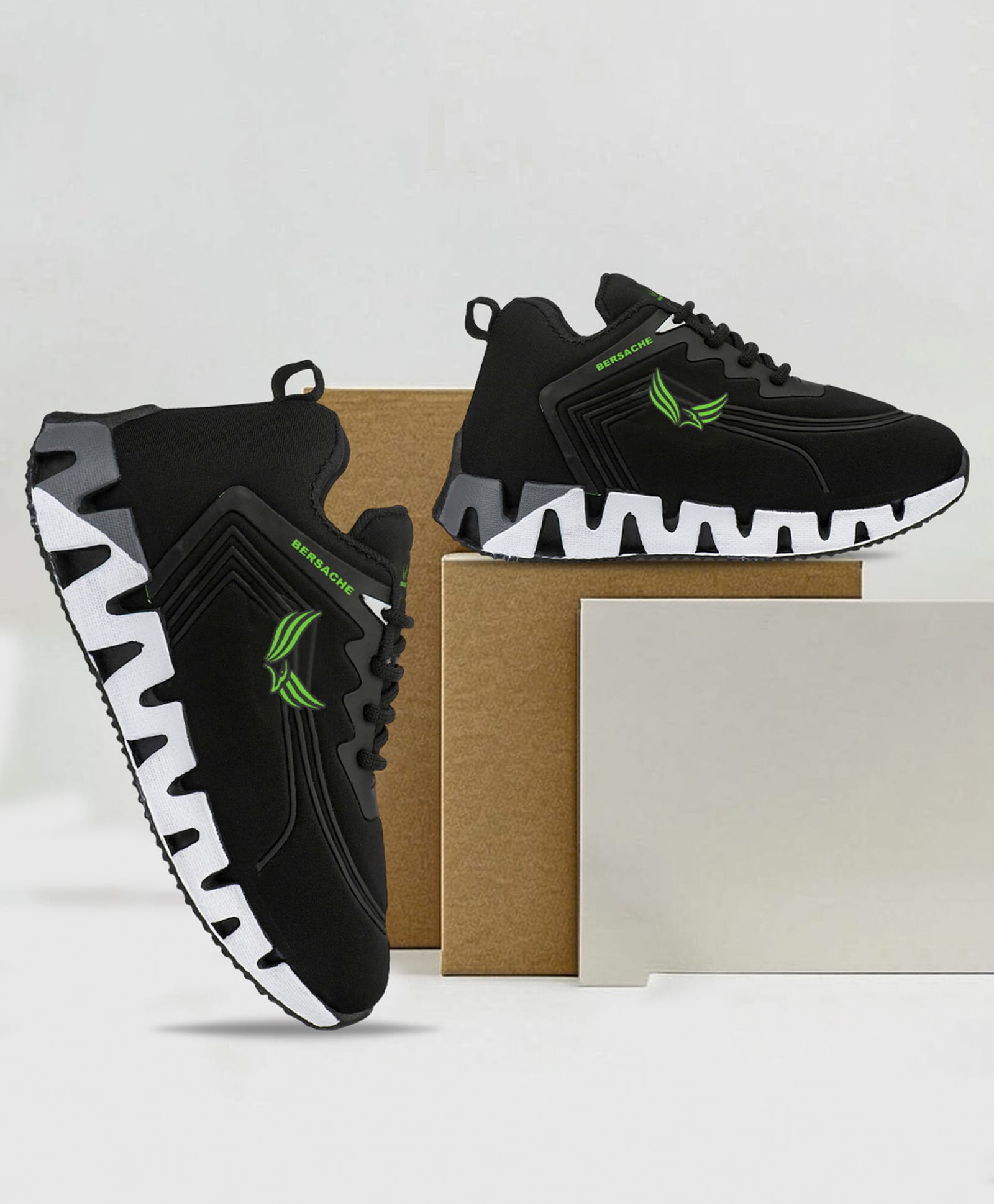 BERSACHE Colour Blocked Lace Up Shoes - Green-image-40