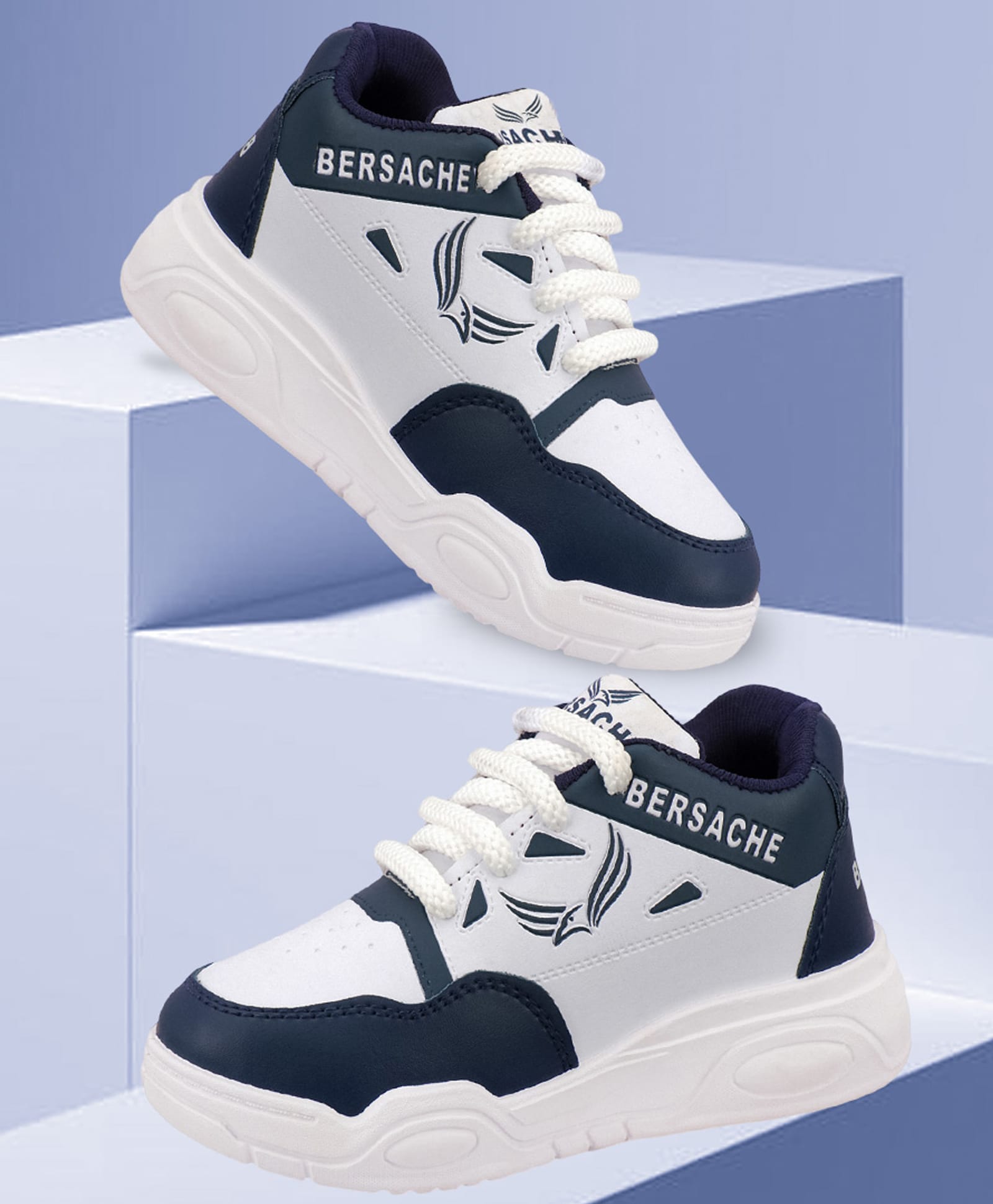 BERSACHE Colour Blocked Lace Up Shoes - Blue-image-25