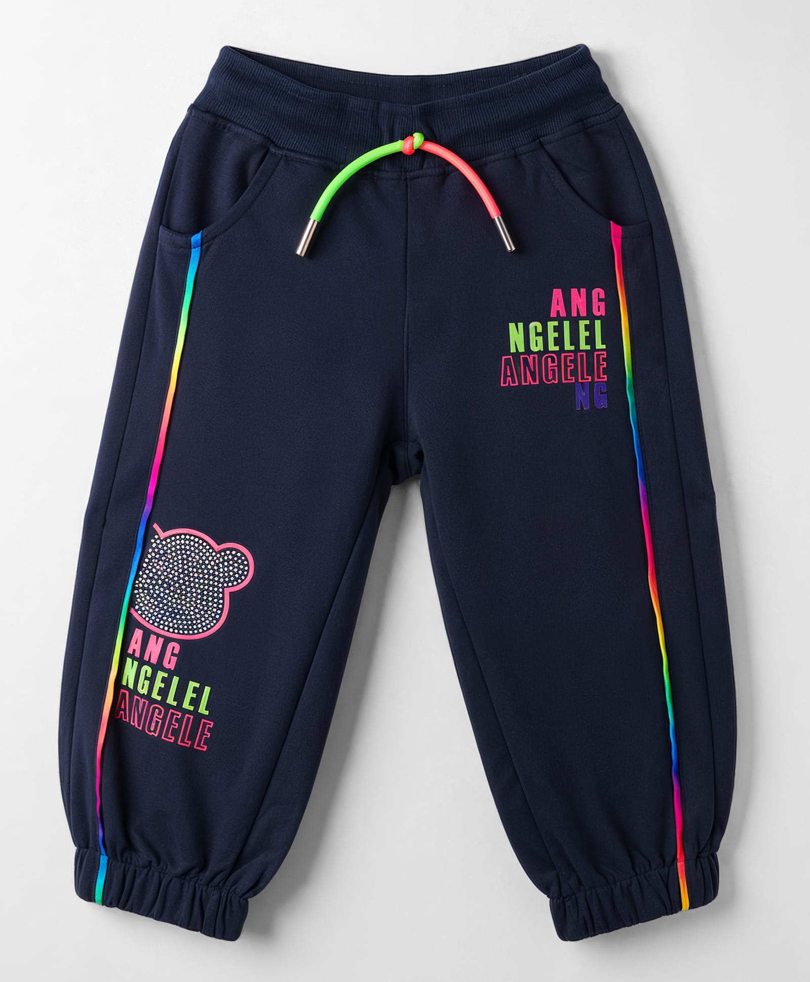 Olio Kids Knitted Full Length Animal & Text Printed Lounge Pant - Navy Blue-picture-12