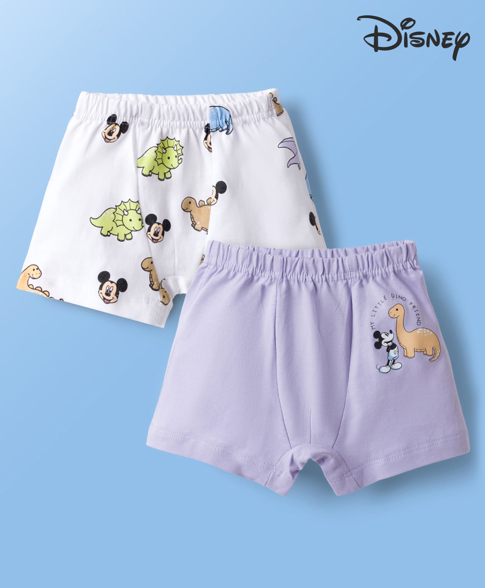 Babyoye Disney Single Jersey Knit Trunks With Mickey & Friends Graphics Pack of 2 - Multicolor-image-4