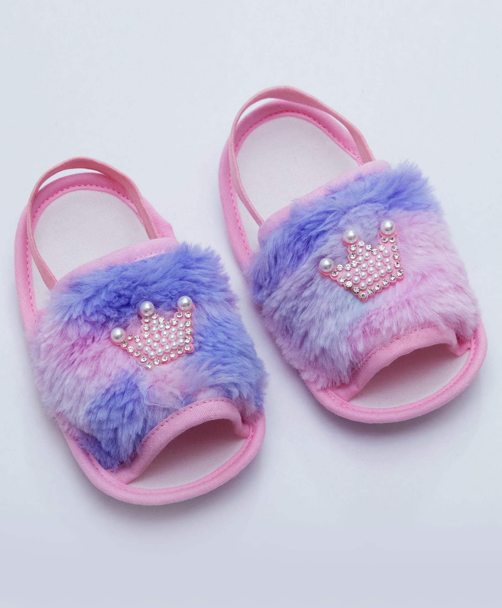 Daizy Pearl & Stone Embellished Crown Designed Fur Detailed Slingback Booties - Multi Colour-image-34