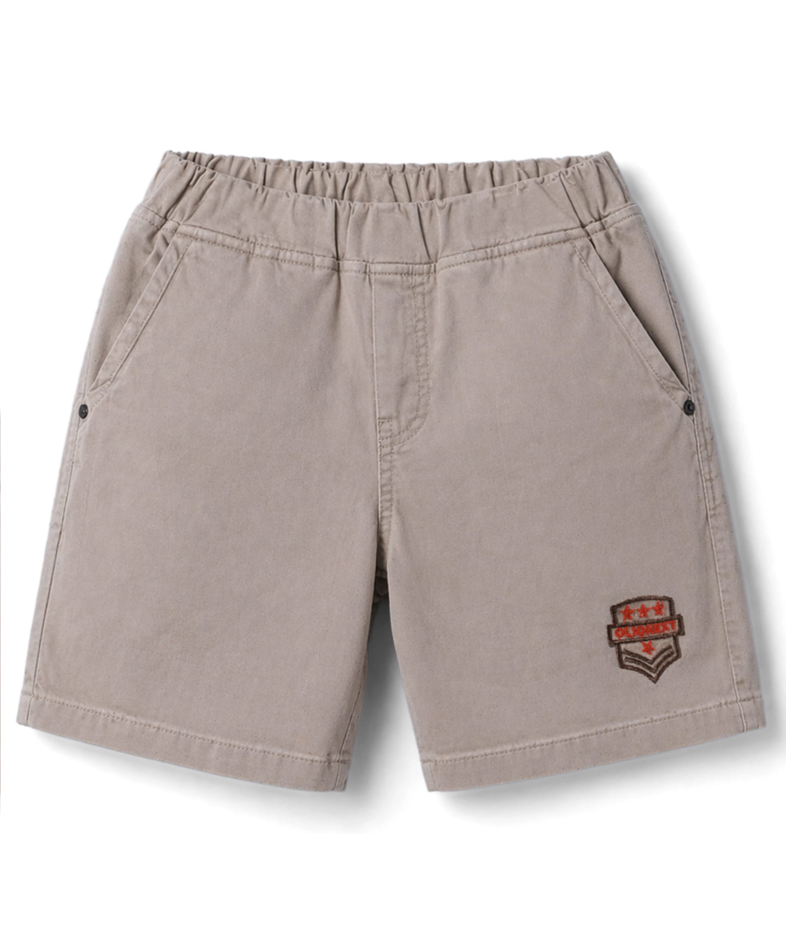 Olio Kids Cotton Knit Above Knee Length Shorts with Embroidery - Grey-picture-6