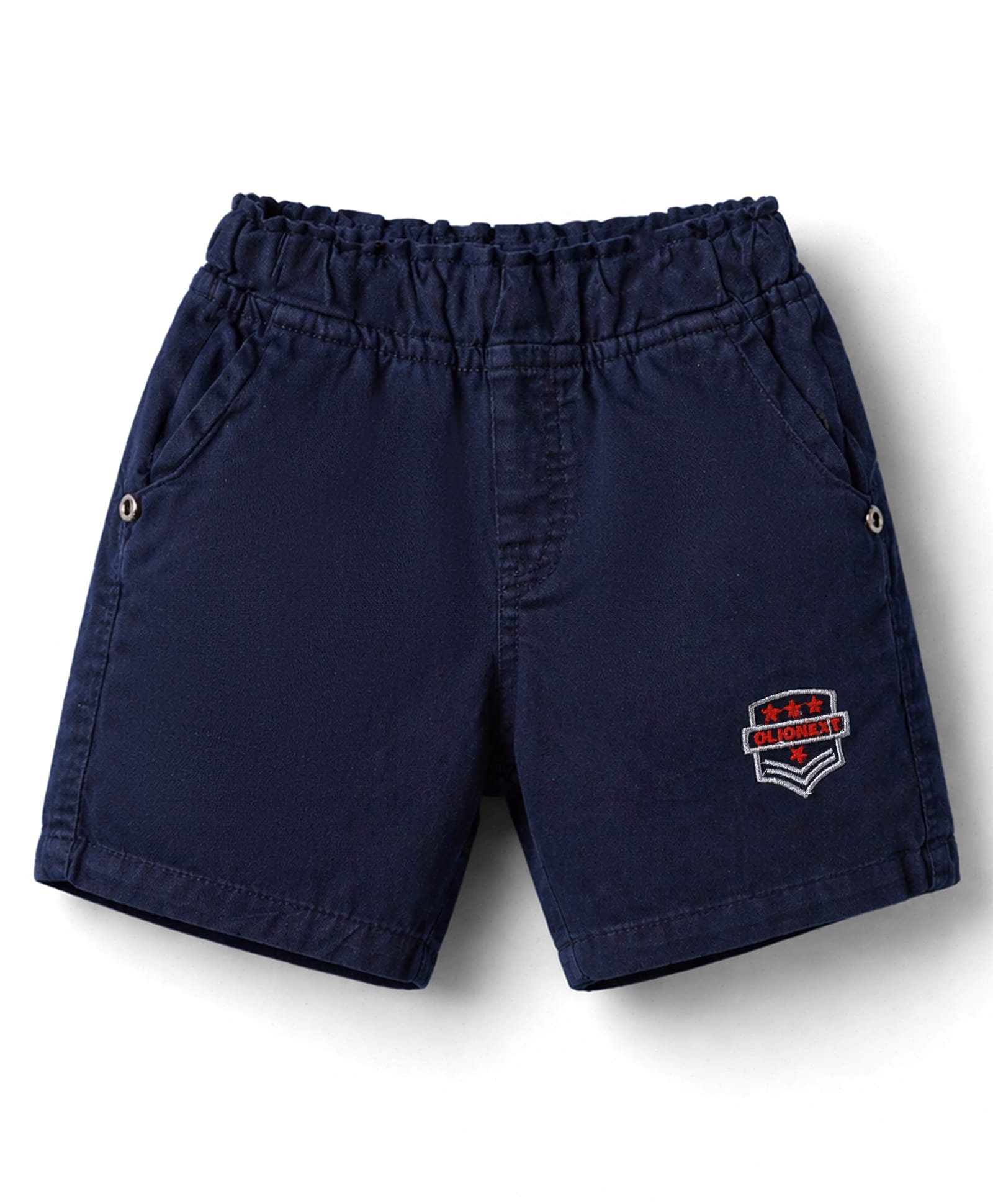 Olio Kids Cotton Knit Above Knee Length Shorts with Embroidery - Navy Blue-image-47