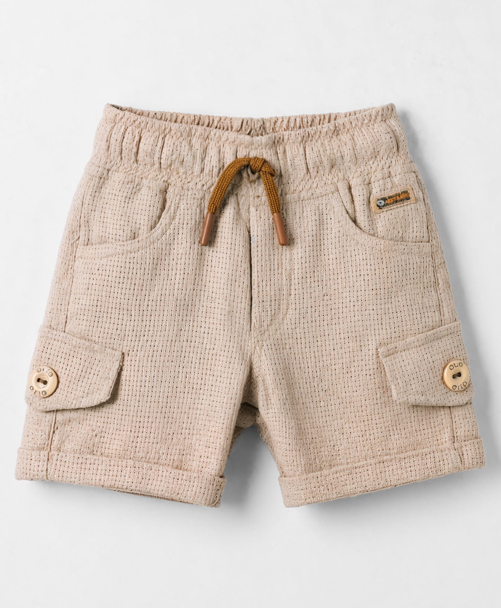 Olio Kids Cotton Knit Above Knee Length Solid Shorts - Khaki-picture-17