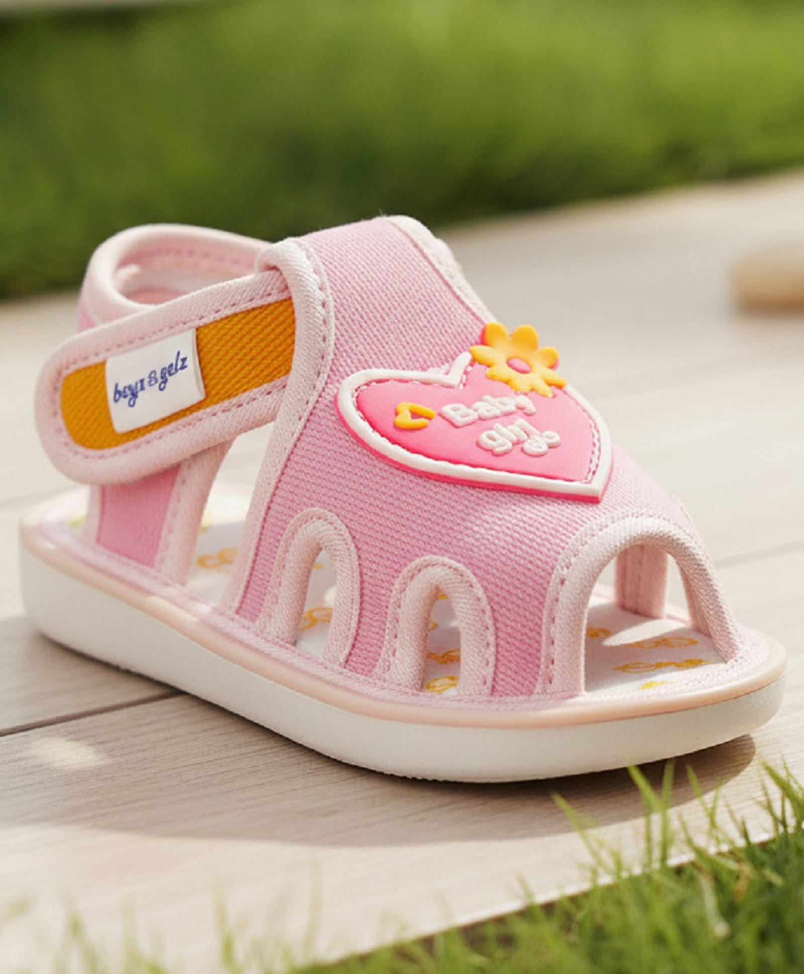 boyz n galz Heart Applique Detailed Velcro Closure Musical Sandals - Pink-picture-23