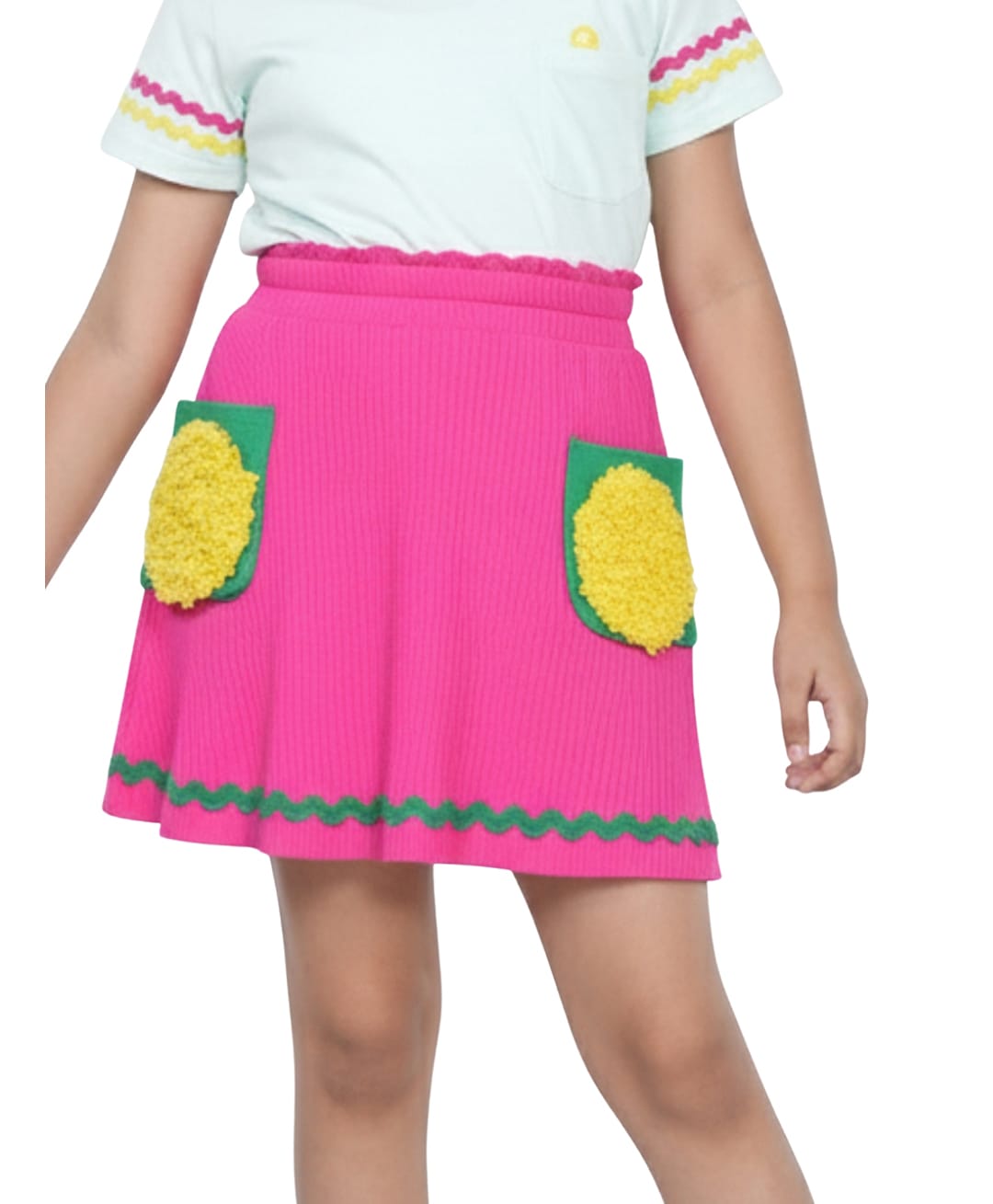 PILOLO Cotton Knit Floral Applique Detailed Skirt - Pink-picture-12