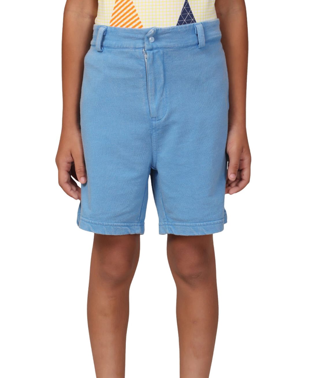 PILOLO Denim Knit Solid Shorts - Blue-image-25
