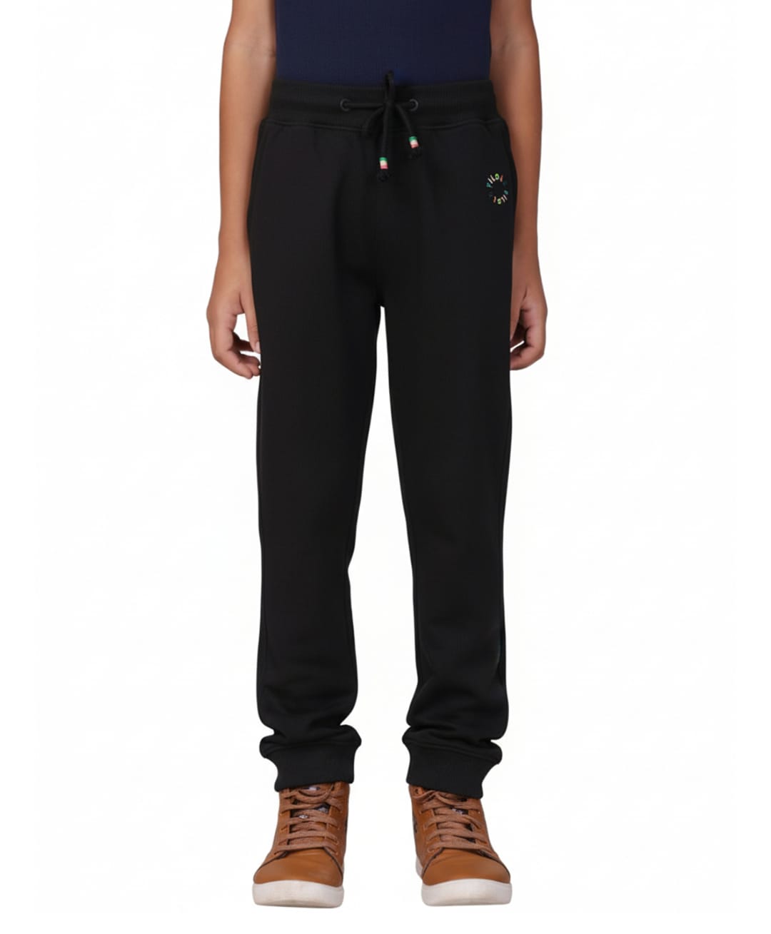PILOLO Cotton Knit Solid Joggers - Black-picture-37