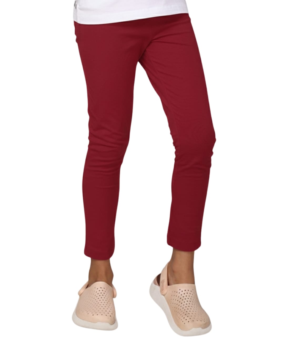 PILOLO Cotton Knit Solid Leggings - Maroon-picture-23