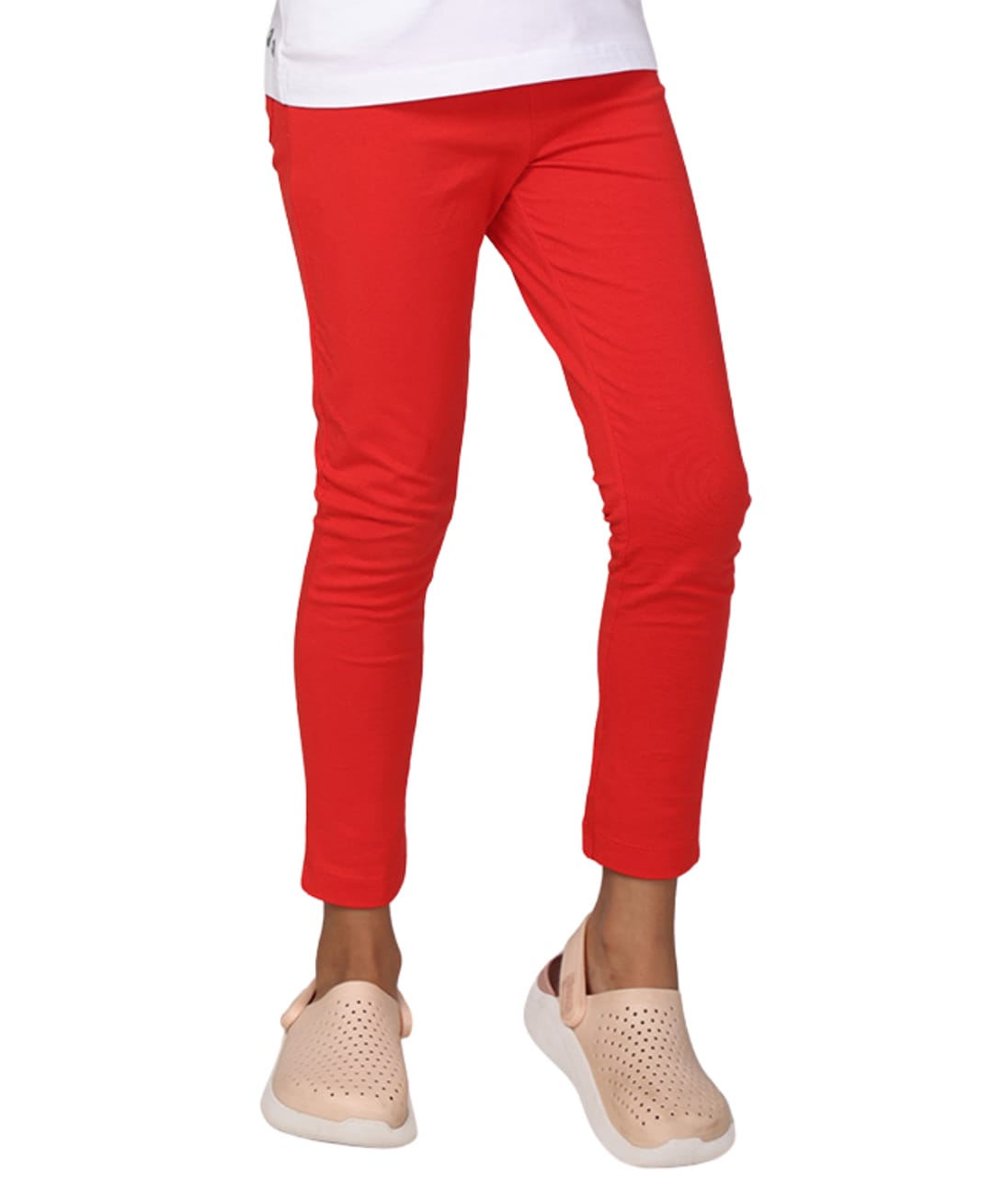 PILOLO Cotton Knit Solid Leggings - Red-picture-32