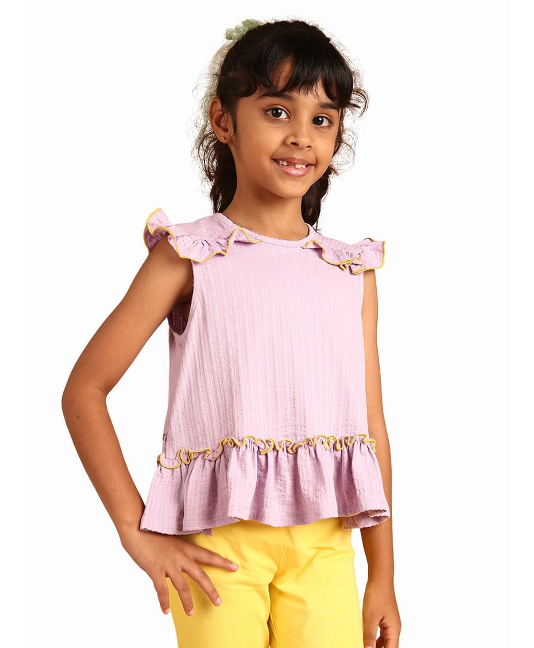 PILOLO Cotton Knit Sleeveless Frill Detailed Crop Top - Lavender-picture-14