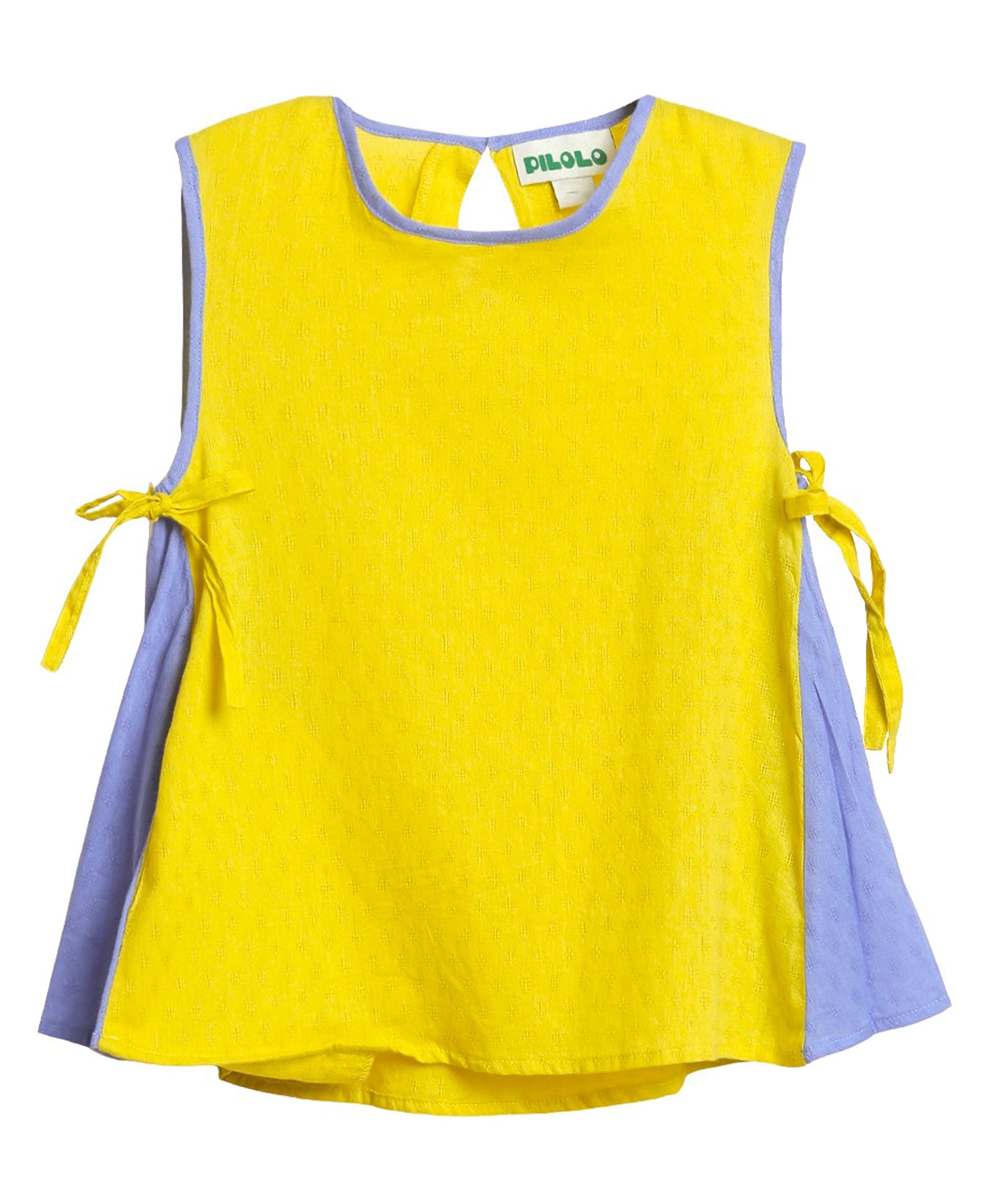 PILOLO Cotton Knit Sleeveless Colour Blocked & Textured Top - Yellow-image-10